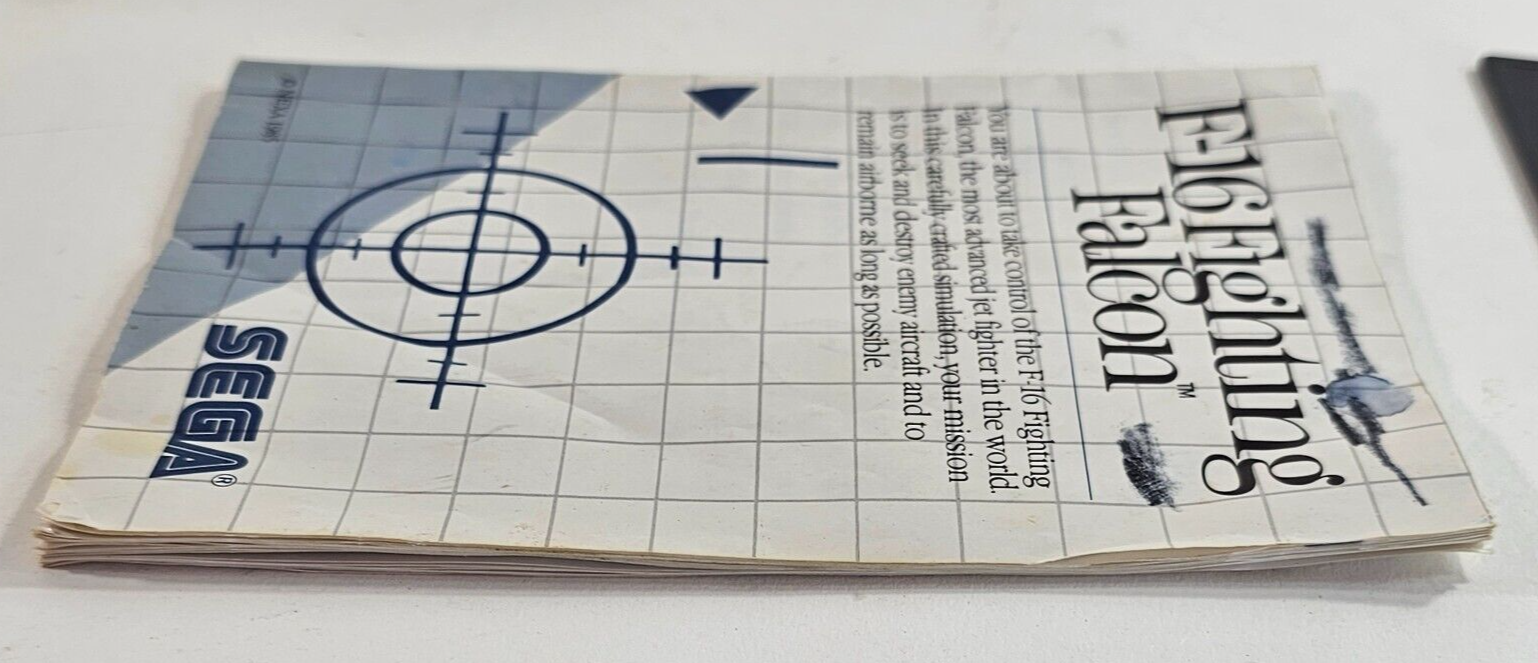 F-16 Fighting Falcon (Sega Master System, 1986) Game Card, Case, Manual - Tested