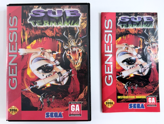Sub Terrania (Sega Genesis, 1992) Original Case And Manual - No Game