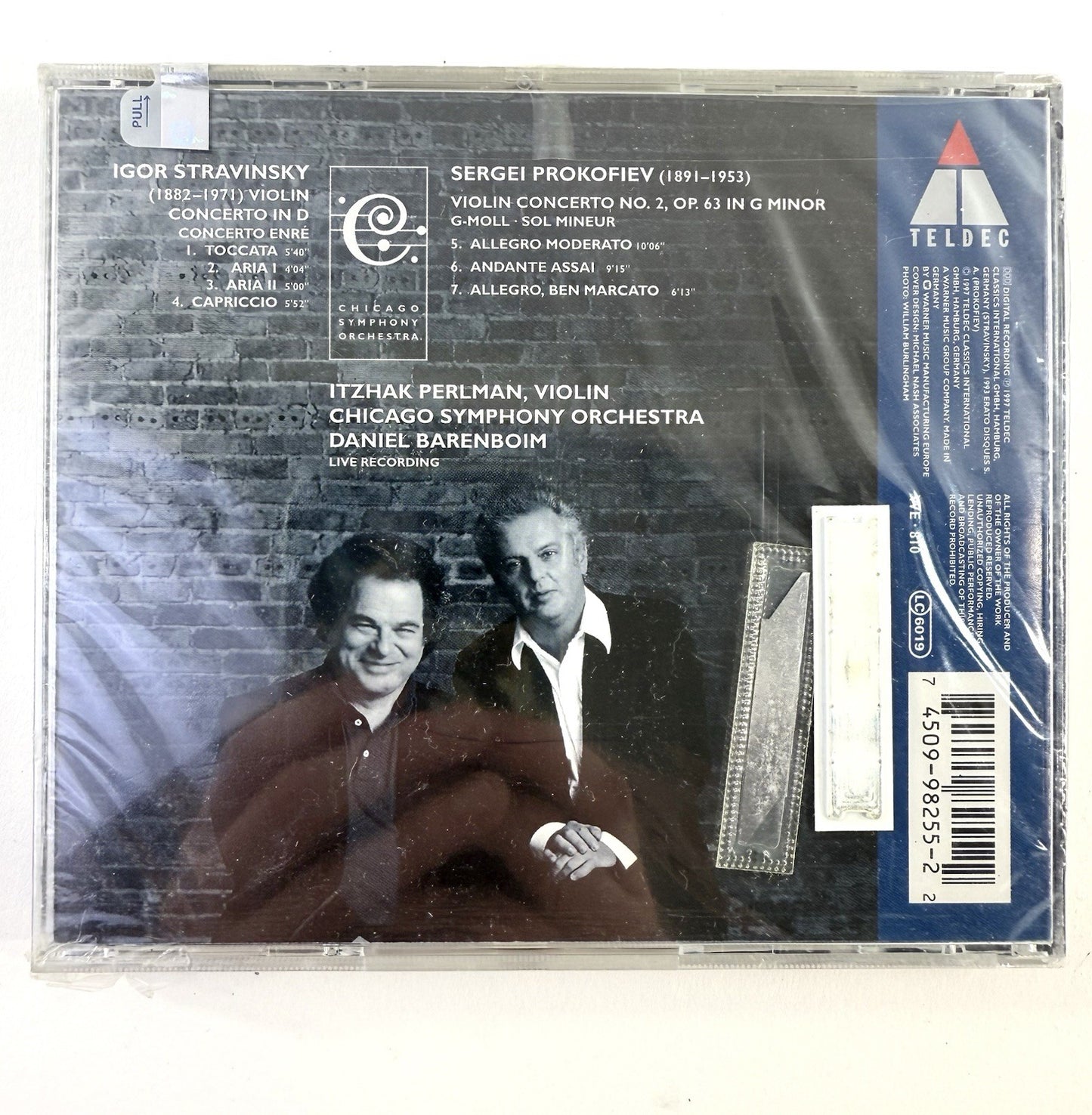 Itzhak Perlman - Stravinsky & Prokofiev Violin Concertos (Teldec CD, 1997) New