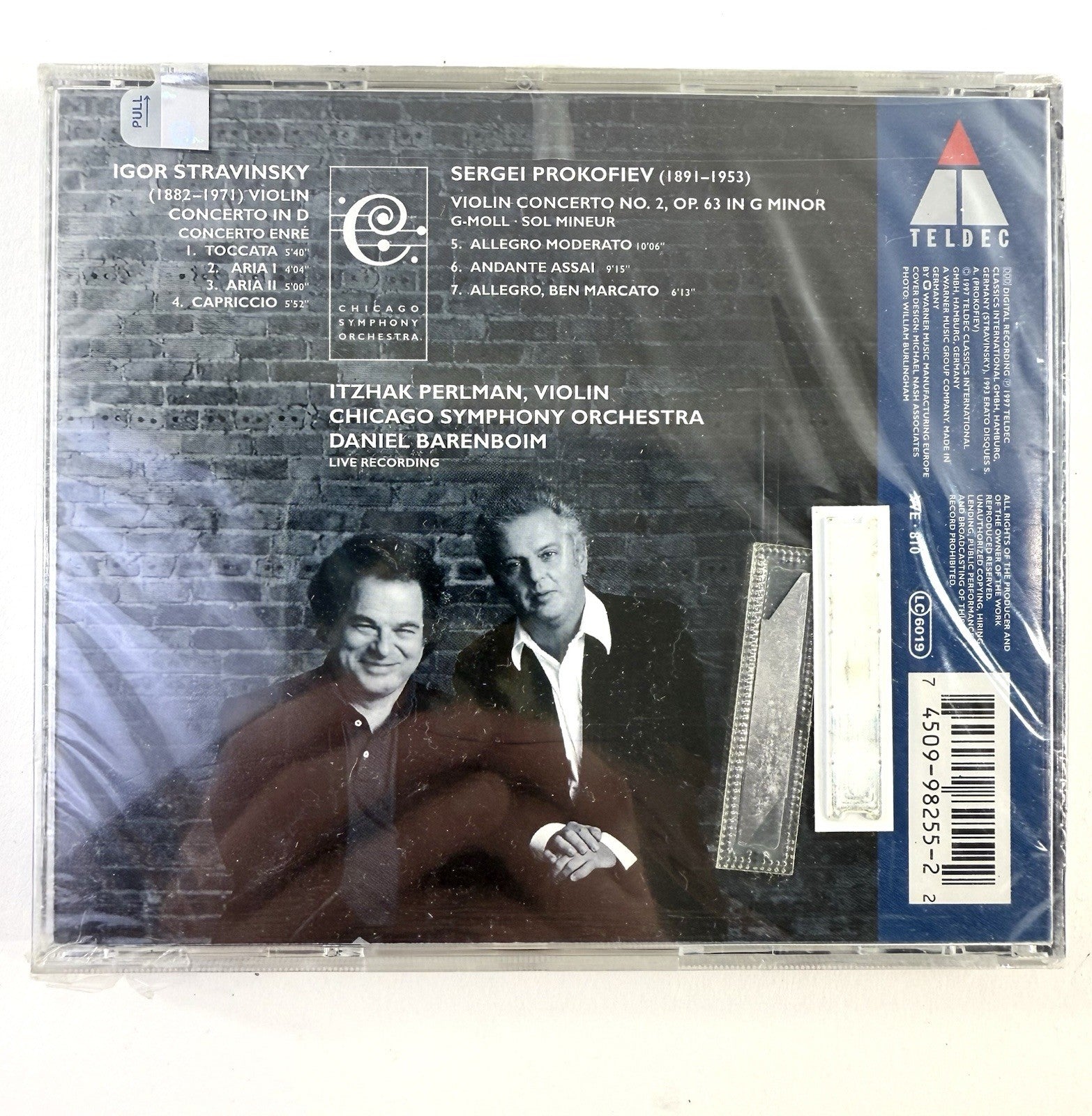 Itzhak Perlman - Stravinsky & Prokofiev Violin Concertos (Teldec CD, 1997) New