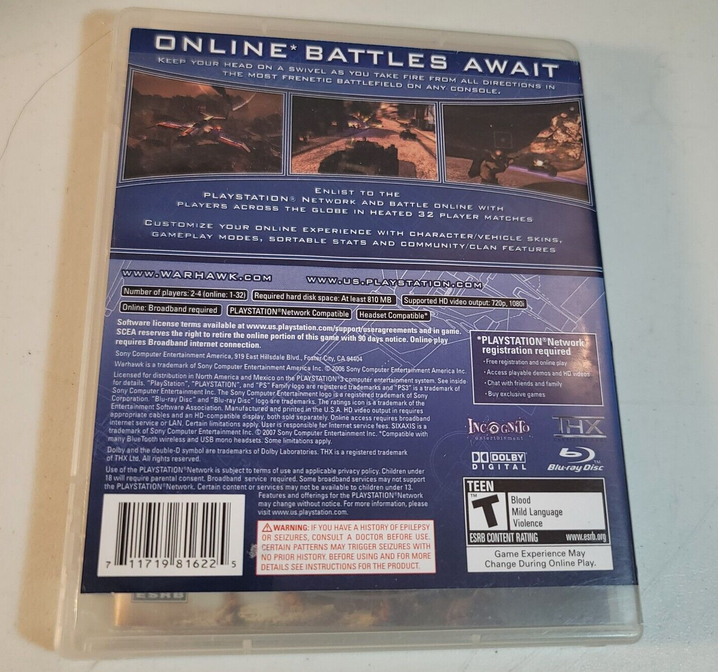 Warhawk (Sony PlayStation 3, 2007) Game Case Manual CIB