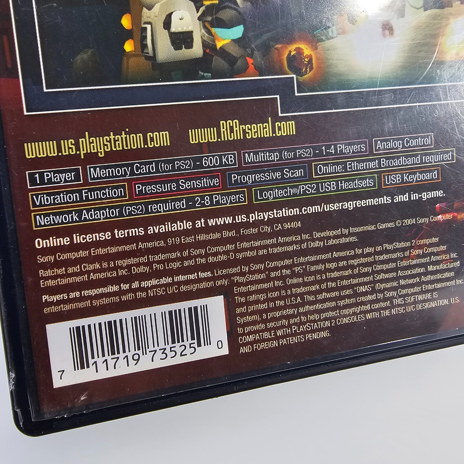 Ratchet & Clank: Up your Arsenal (PlayStation 2, 2004) Game Case Manual Insert