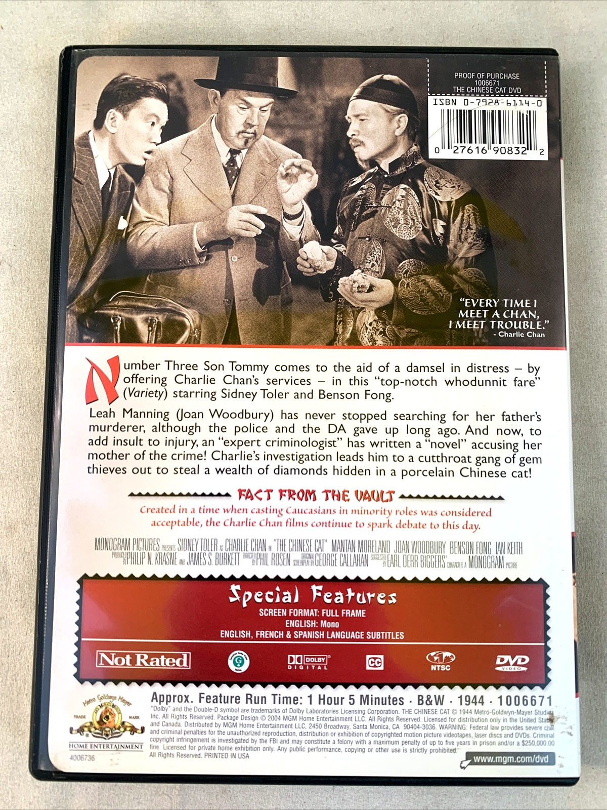 Charlie Chan in The Chinese Cat (DVD, 2004) Tested and Working