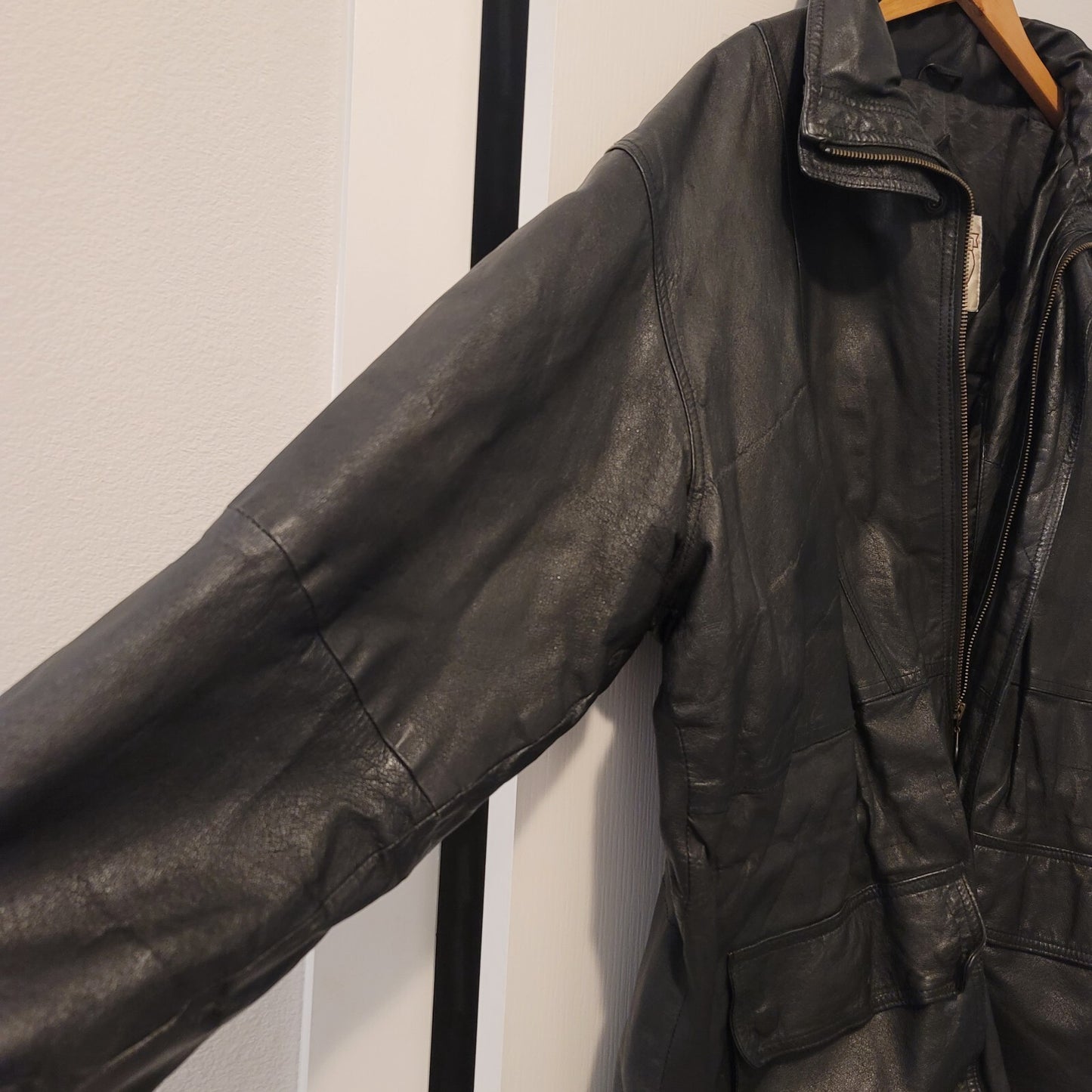 John Ashford Black Leather Men's Coat Size XL  RN18711