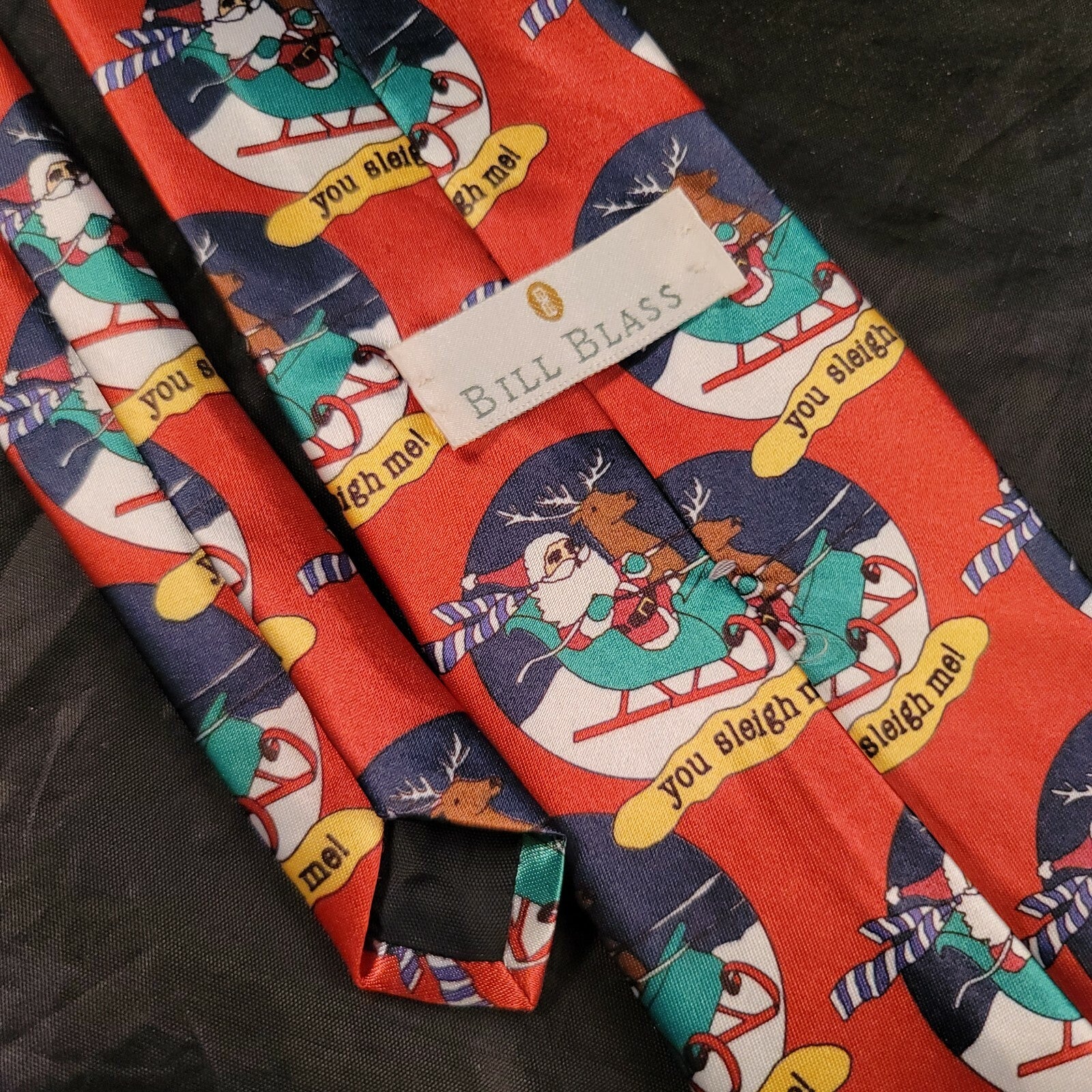 55" Bill Blass Christmas  Neck Tie 'You Sleigh Me' 