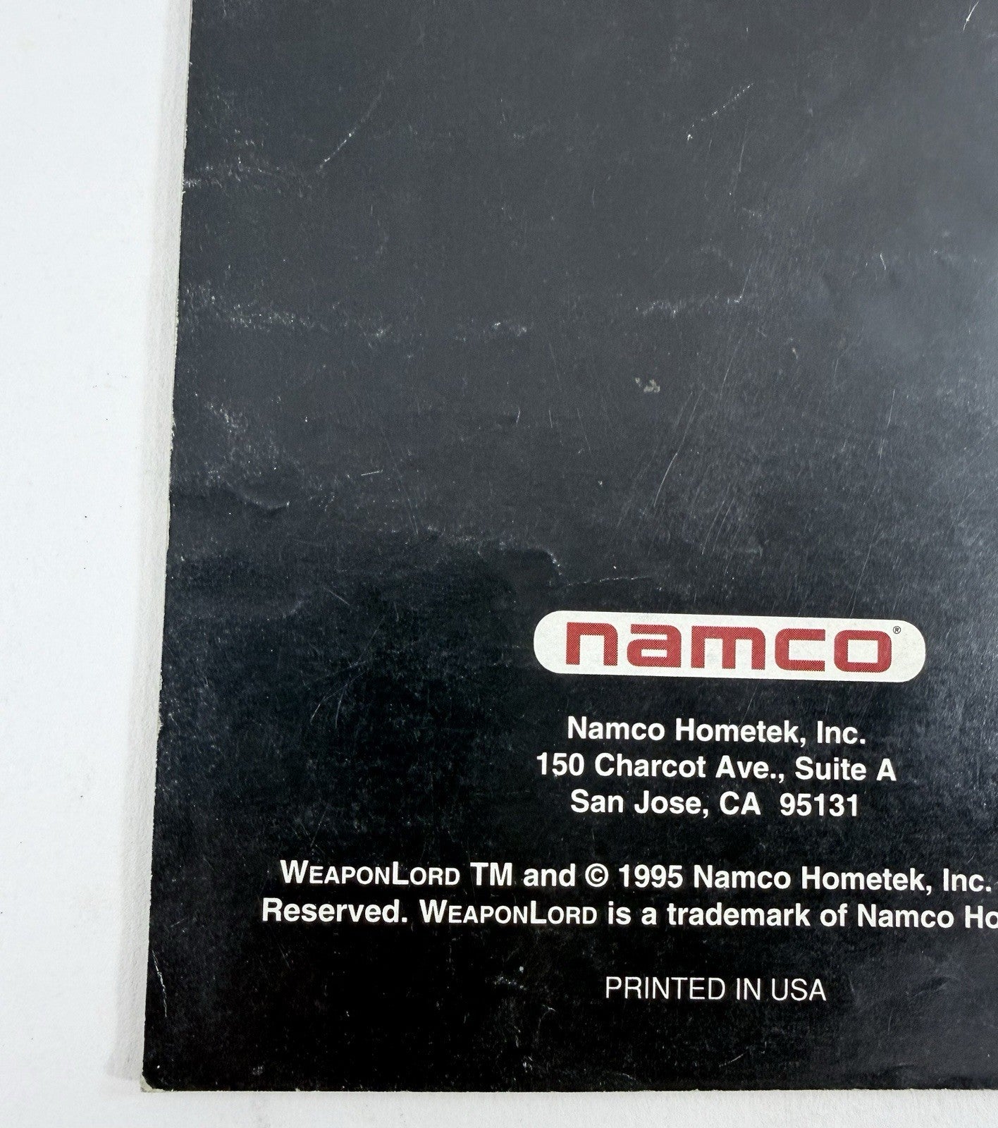 Namco 1995 Weaponlord Instruction Manual for Super Nintendo U/SNS-AWDE-USA