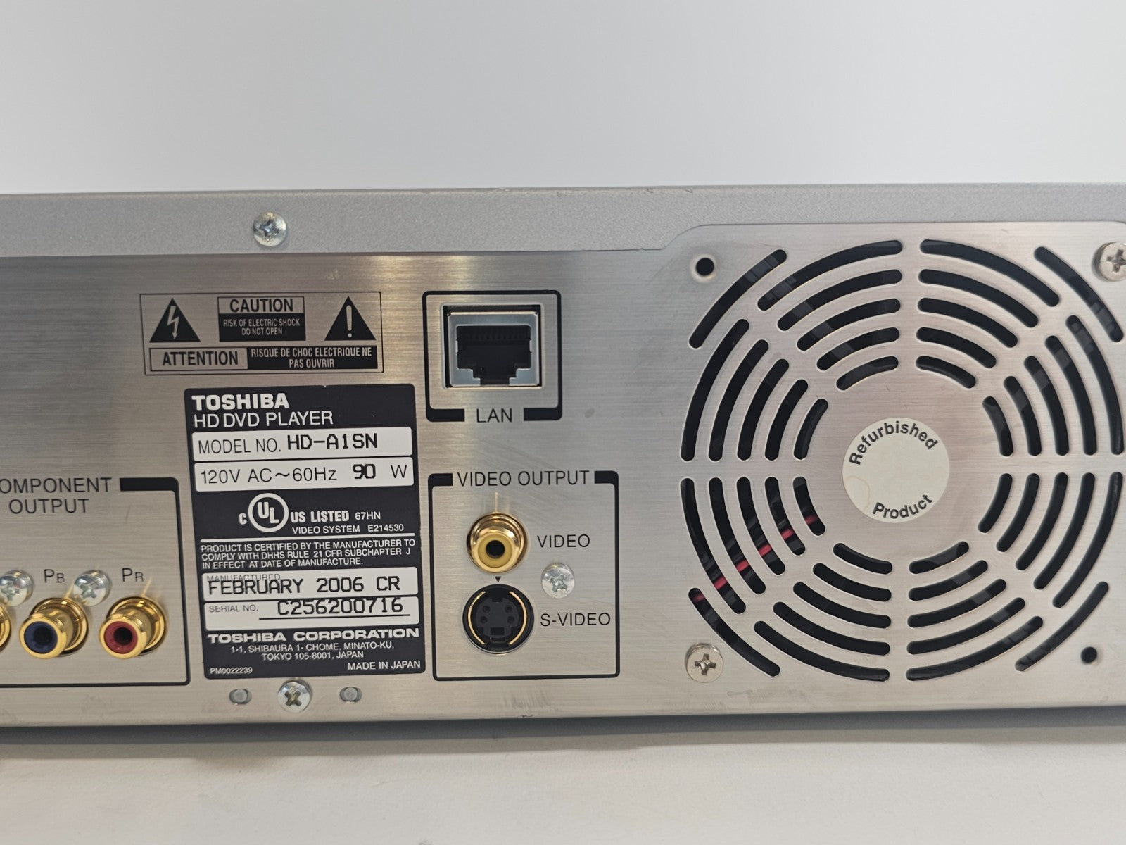 Toshiba HD-A1SN HD/DVD Player with Remote - Tested and Working - READ