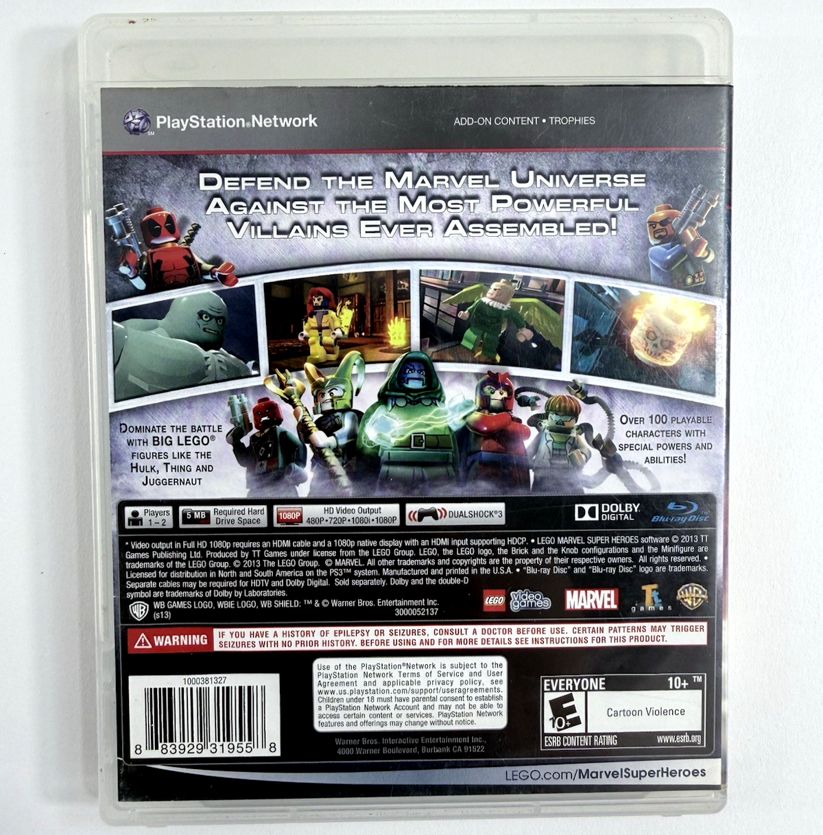 LEGO Marvel Super Heroes (Sony PlayStation 3, 2013) Game, Case, Manual - Tested