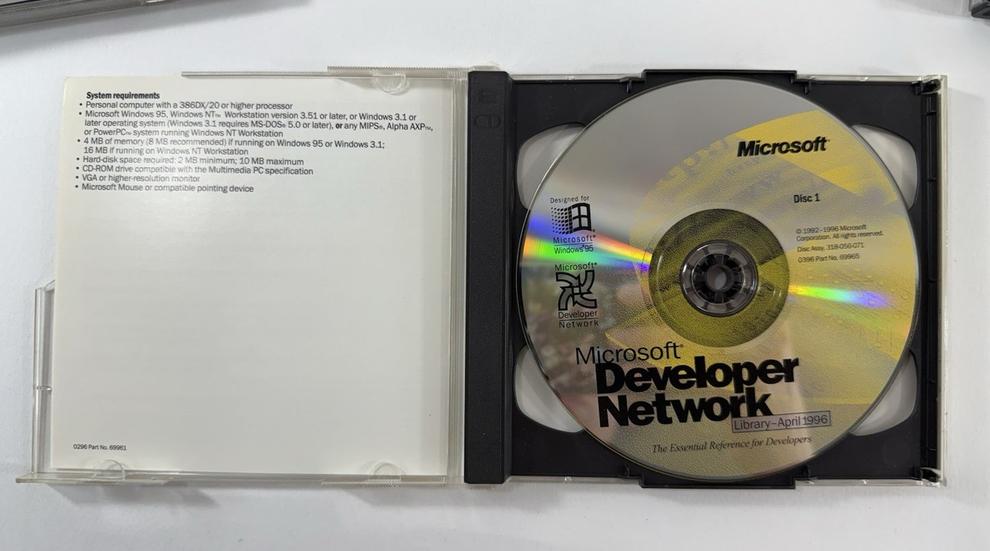 Microsoft Development Network 1995/96 Software Bundle with Visual C++ And Keys