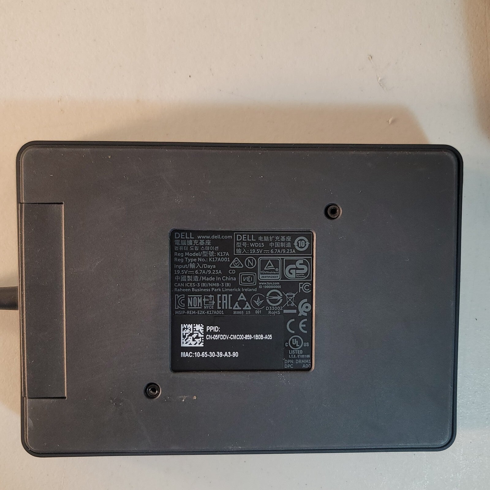 Genuine Dell WD15 4K USB-C Docking Station K17A K17A001 5FDDV with Charger