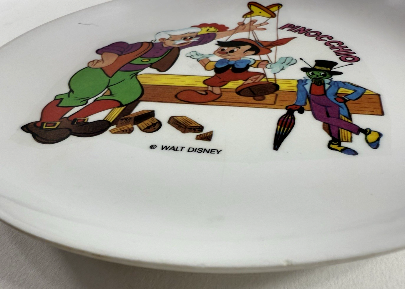 Melabel/Palphot 70s-80s Walt Disney Licensed Pinocchio 7.5" Melamine Plate