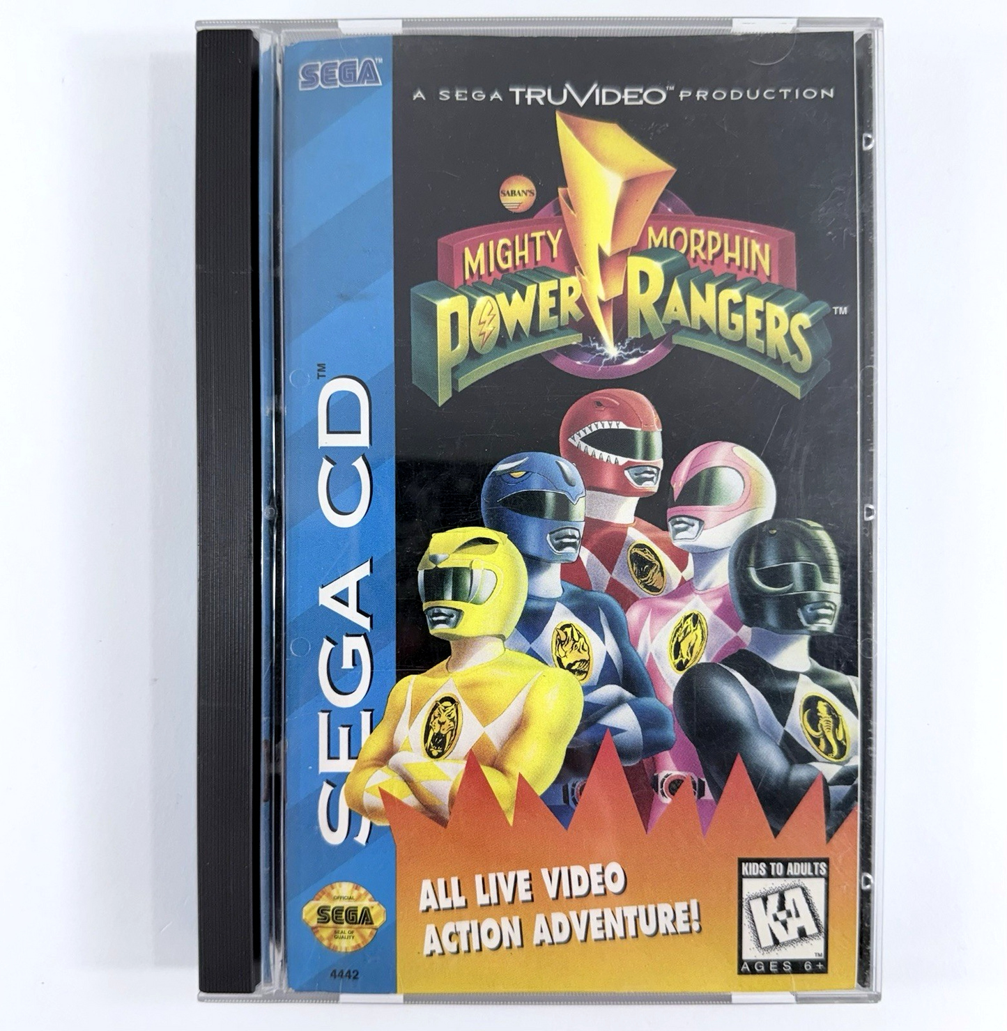 Mighty Morphin Power Rangers (Sega CD, 1995) Game Case Manual Registration Foam