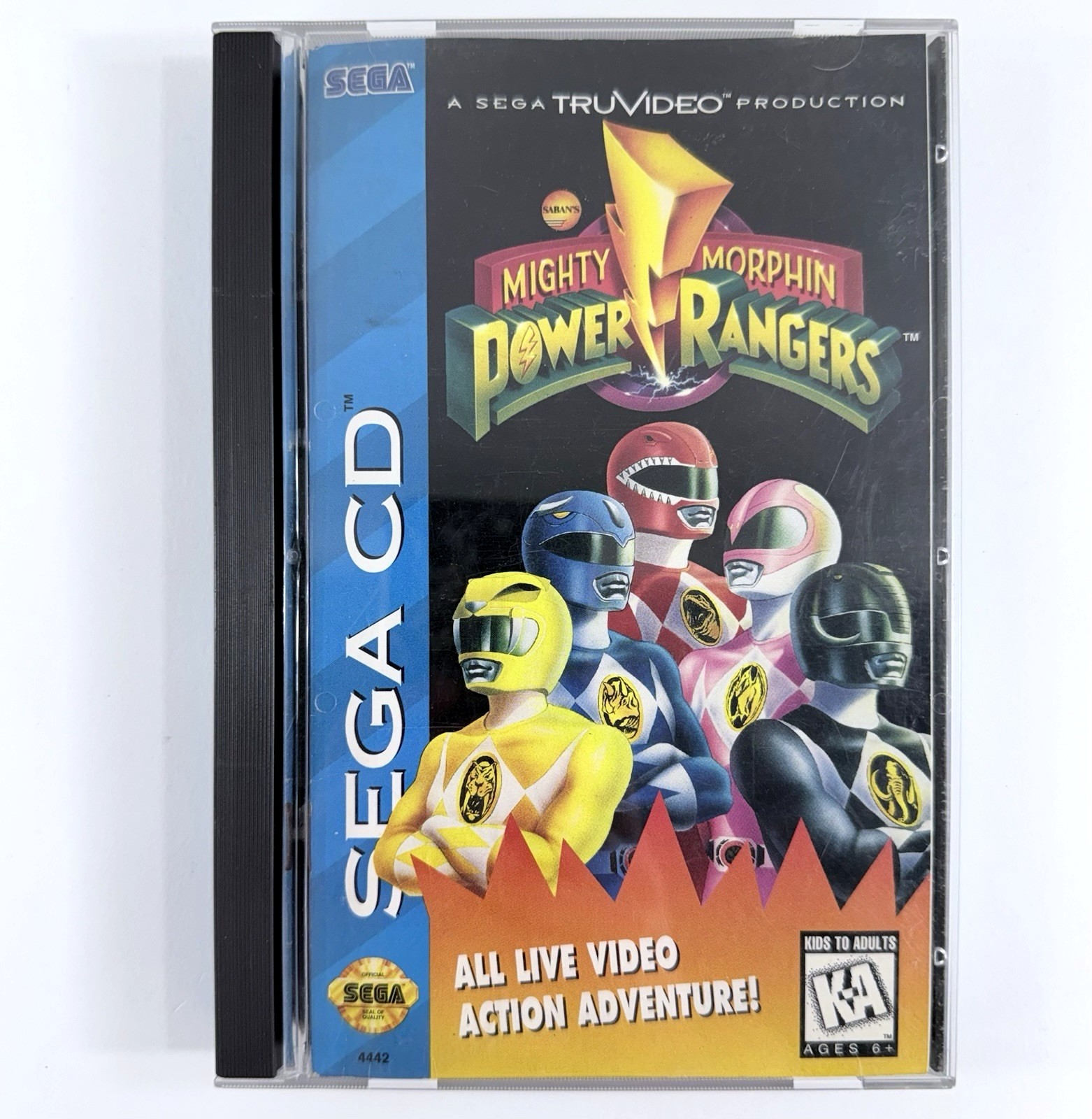 Mighty Morphin Power Rangers (Sega CD, 1995) Game Case Manual Registration Foam