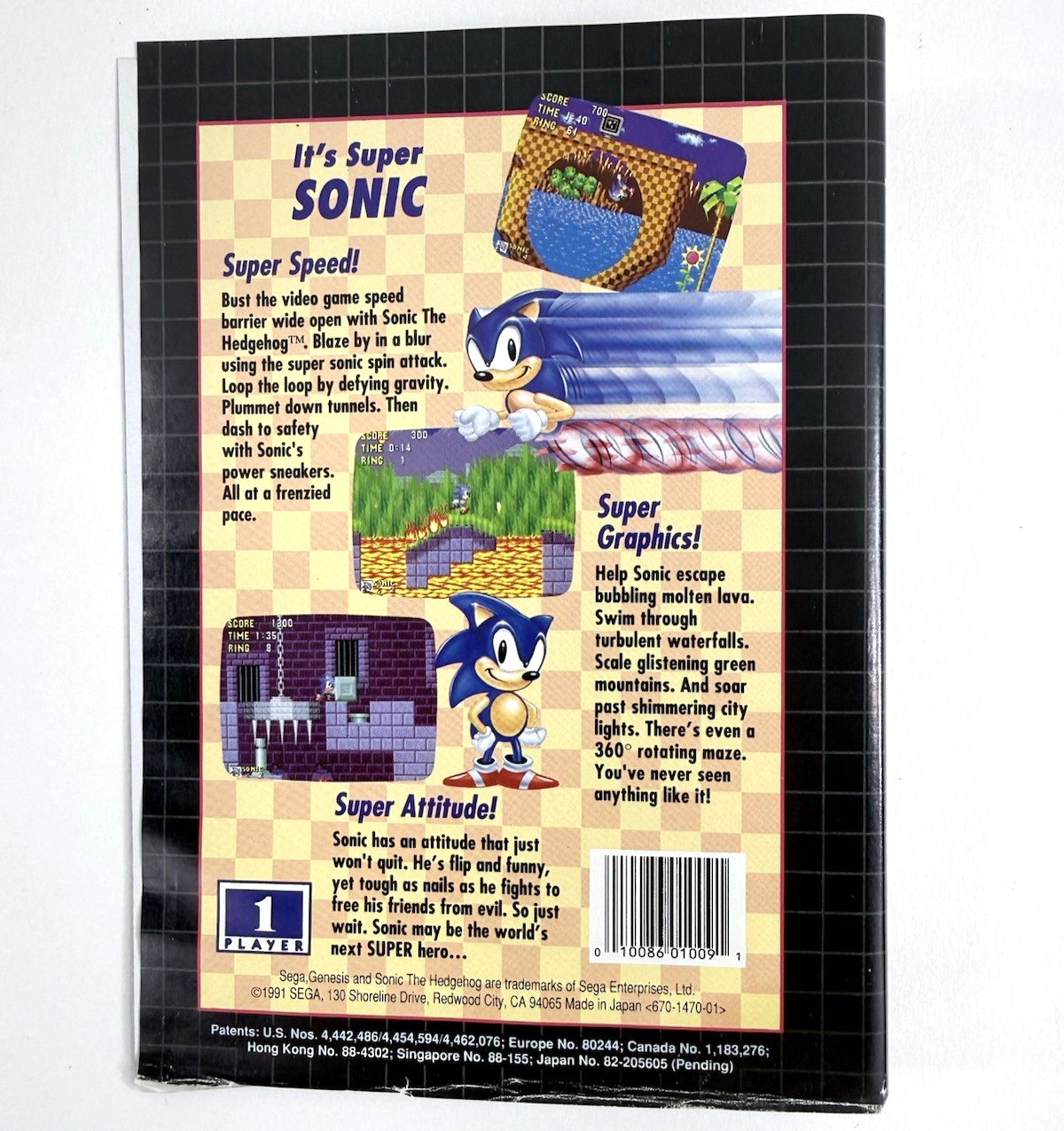 Sonic The Hedgehog (Sega Genesis, 1991) Original Retail Case & Manual - No Game