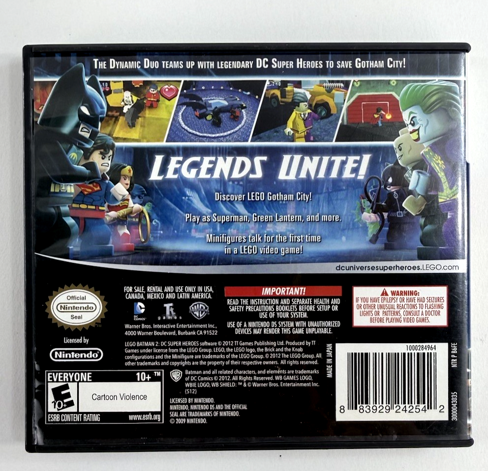 Lego Batman 2: DC Heroes (Nintendo DS, 2012) Game Case Manual Insert - Tested