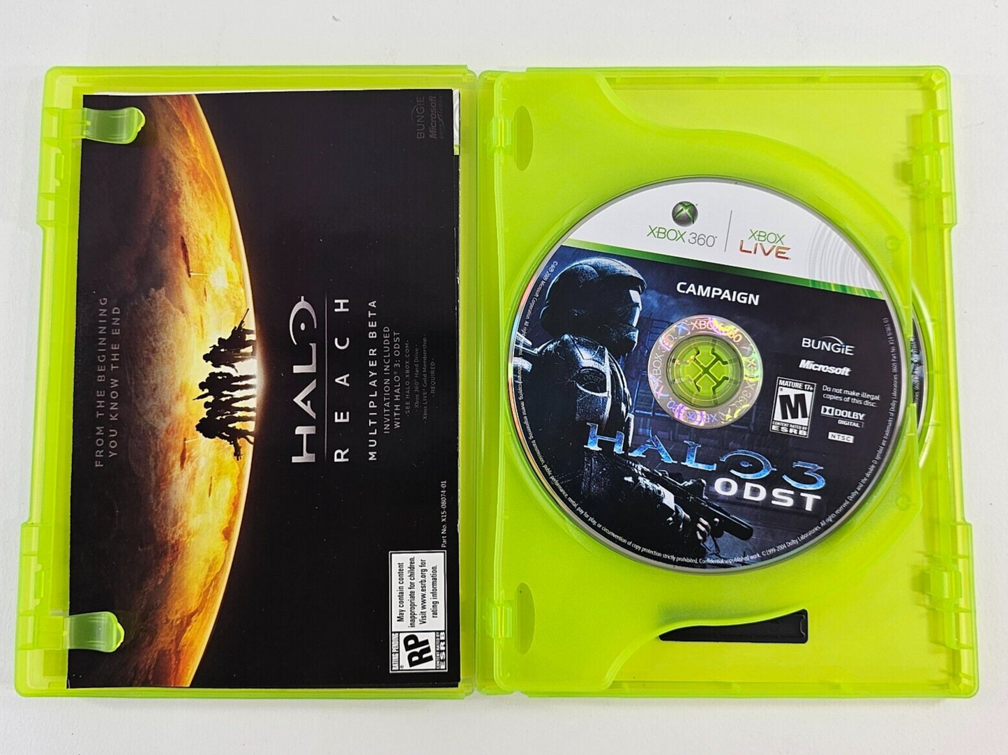 Halo 3: ODST (Microsoft Xbox 360, 2009) Game Discs Case Manual Insert - Tested