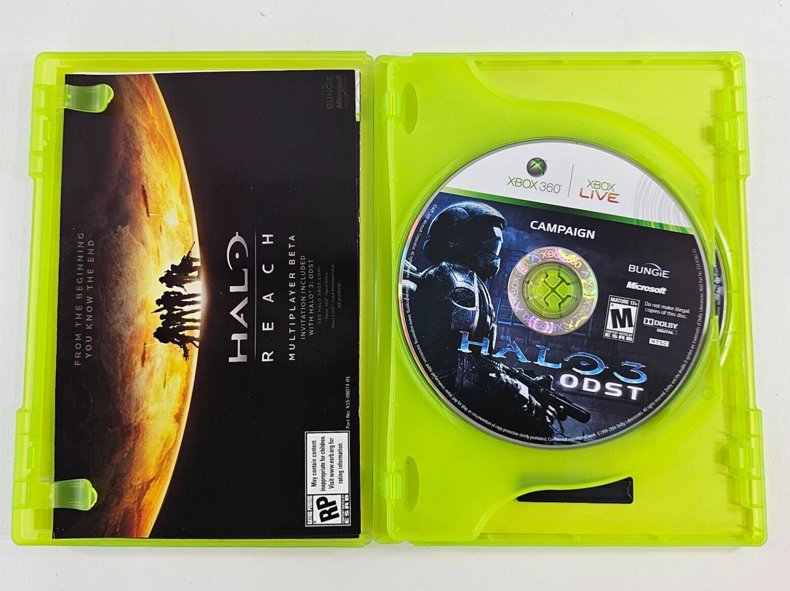 Halo 3: ODST (Microsoft Xbox 360, 2009) Game Discs Case Manual Insert - Tested