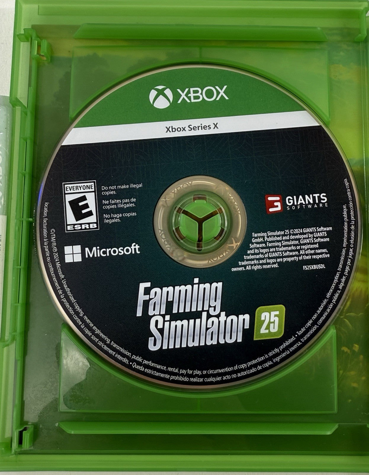 Farming Simulator 25 (Microsoft Xbox Series X|S, 2024) Game Case Insert - Tested