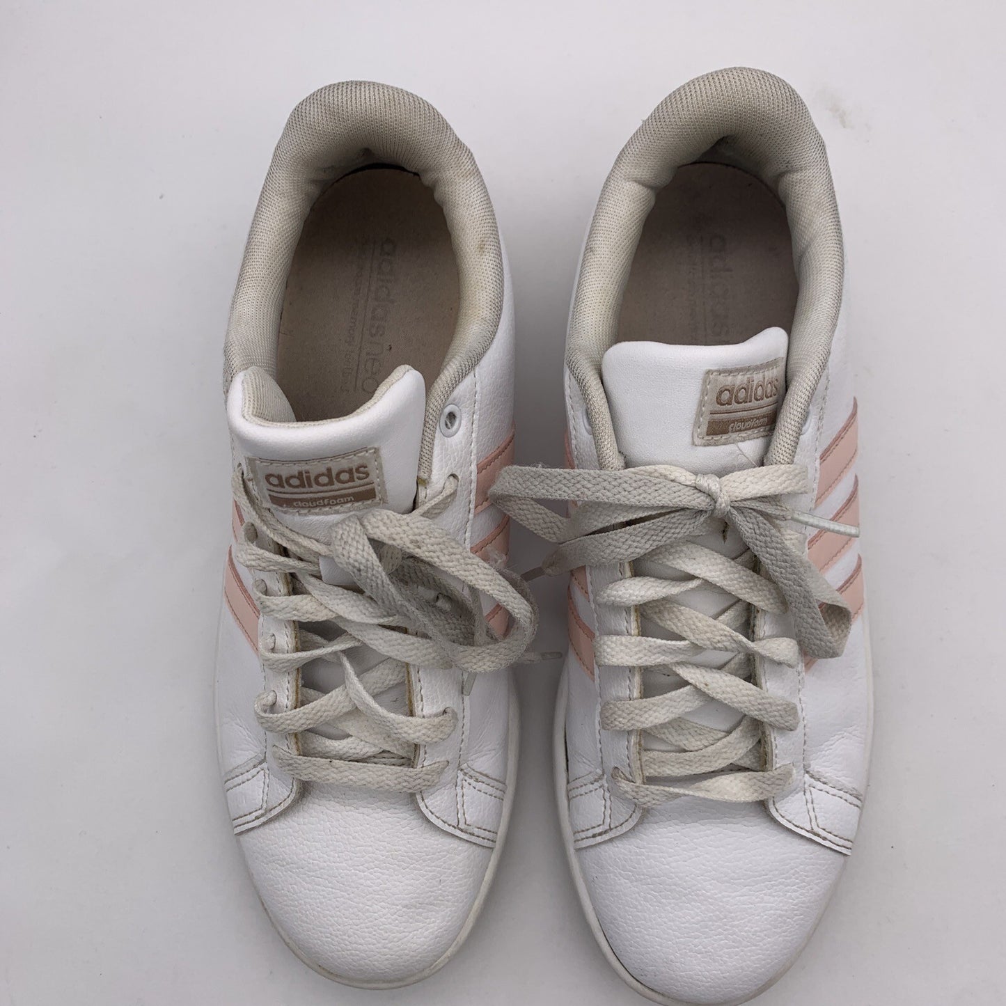 Adidas Womens Advantage Cloudfoam AQ0527 White Leather Sneaker Shoes Size 9