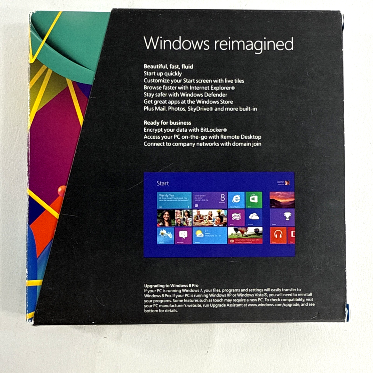 Microsoft 2012 Windows 8 Pro Upgrade for PC DVD - 34/64-bit Software only - Read