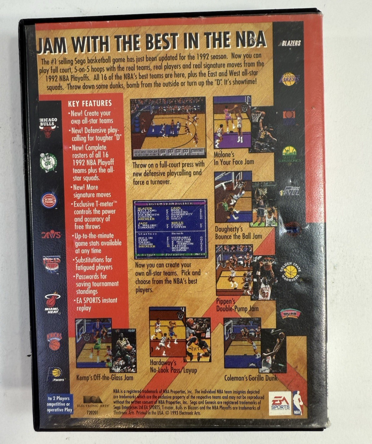 Bulls vs. Blazers and the NBA Playoffs (Sega Genesis, 1993) Game, Case, Manual