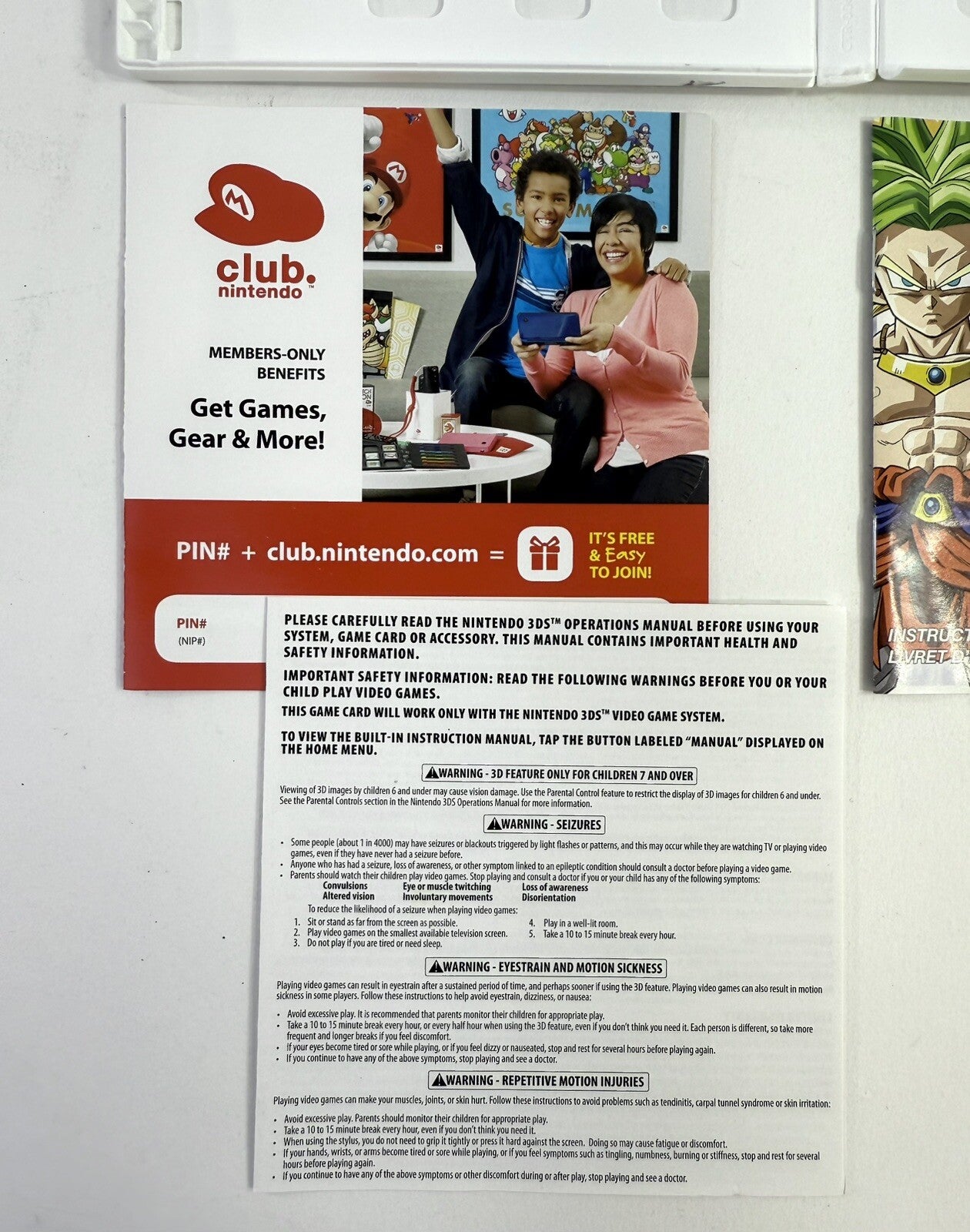 Dragon Ball Fusions (Nintendo 3DS) Original Case Inserts & Manual - No Game