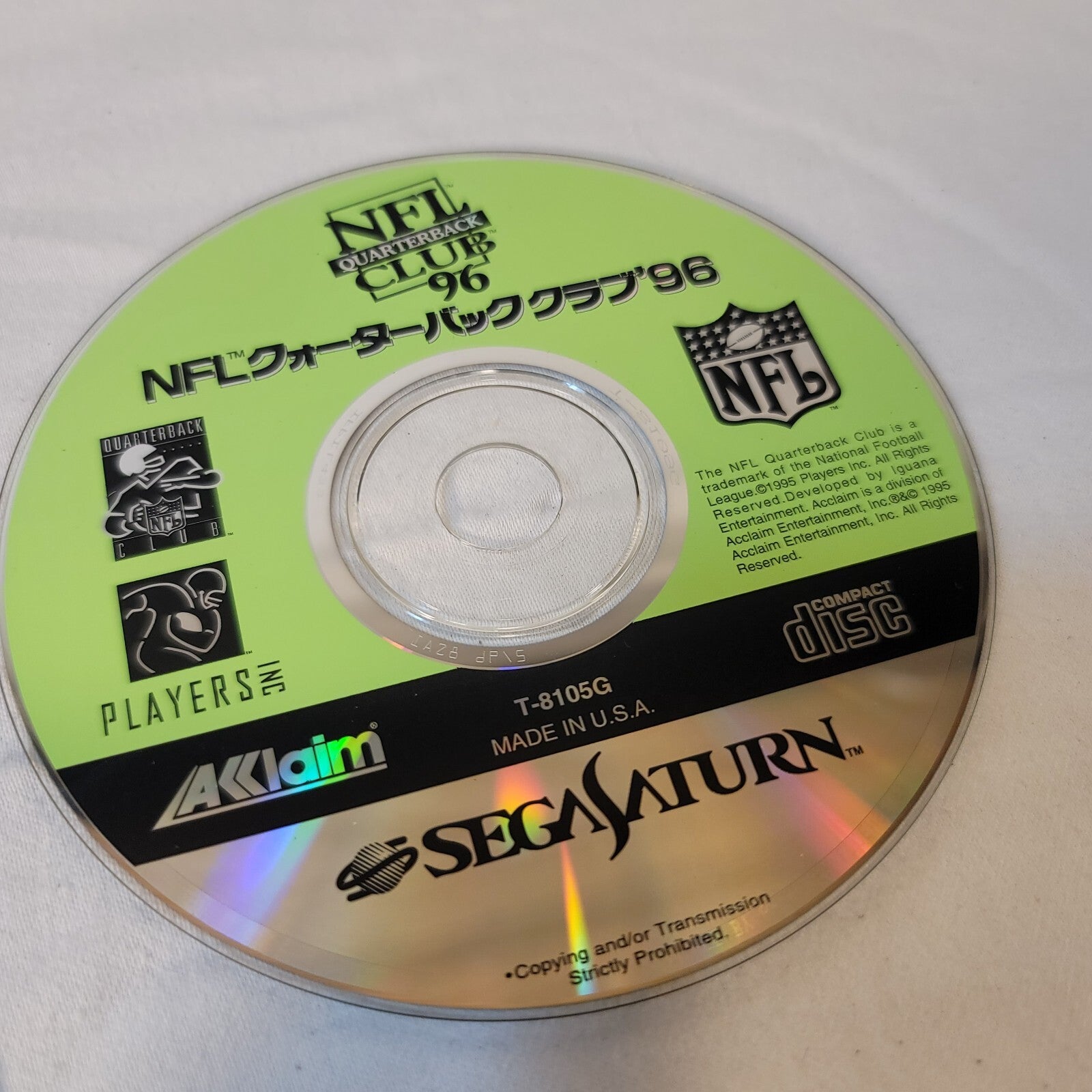 NFL Quarterback Club 96 (JP Sega Saturn, 1997) Disc and Manual - Tested