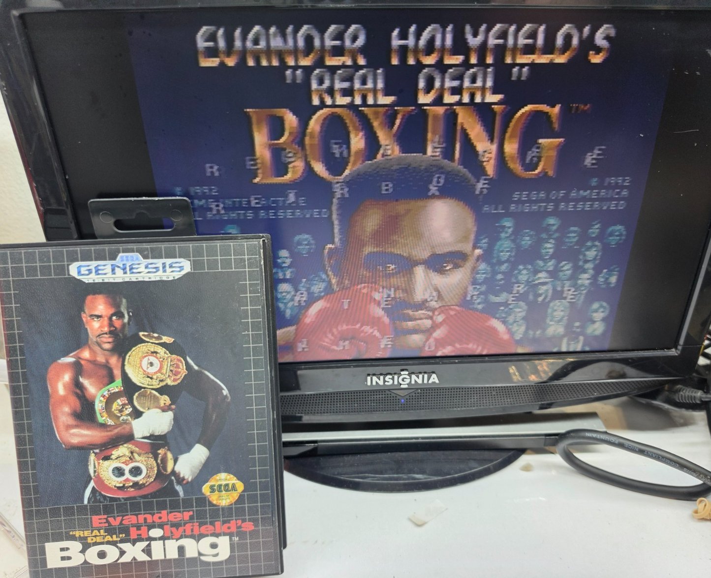 Evander Holyfield's "Real Deal" Boxing (Sega Genesis, 1992) Game, Case, Manual