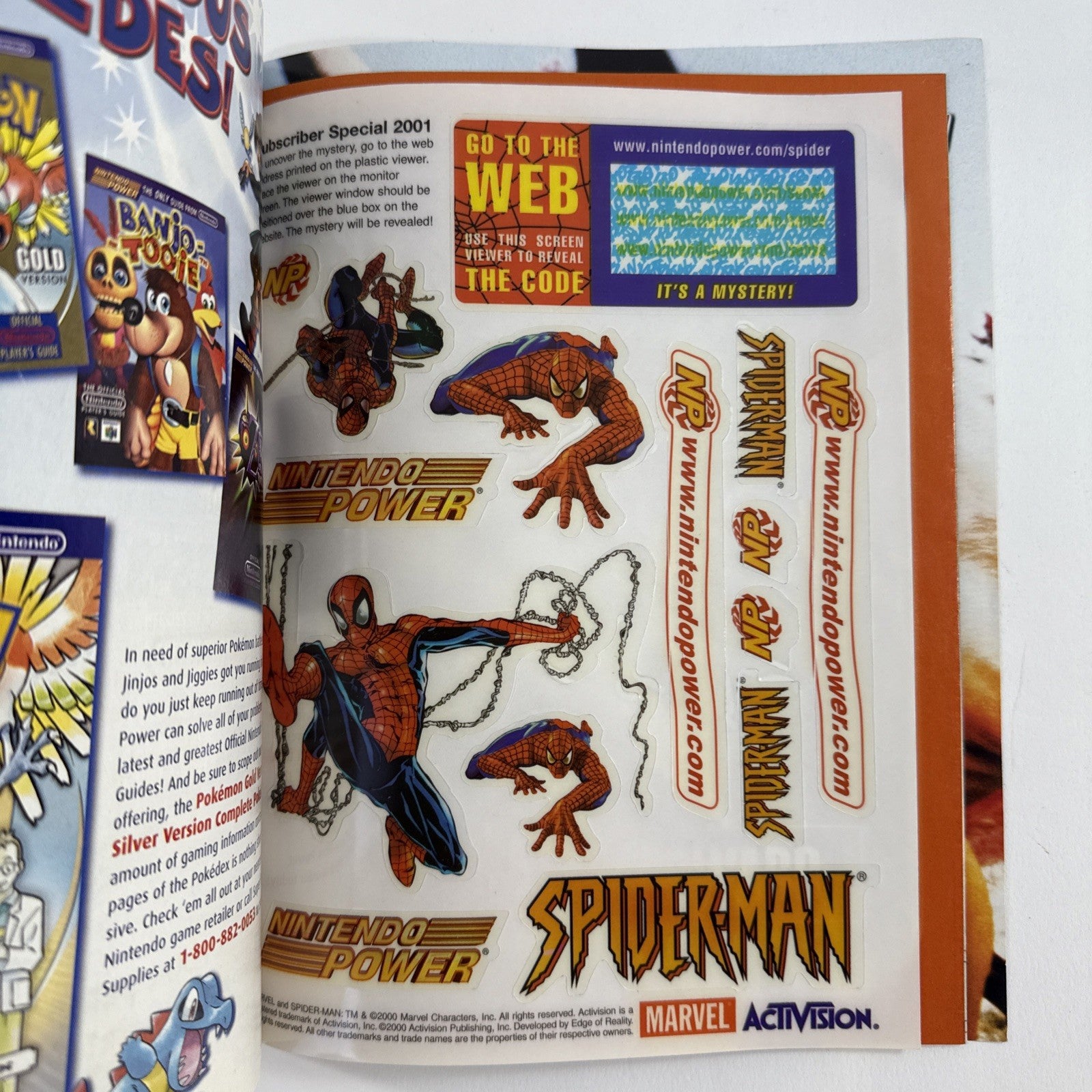 2001 Nintendo Power Vol. 140 Spider-Man Cover w/Poster, Pokémon Comic, Stickers