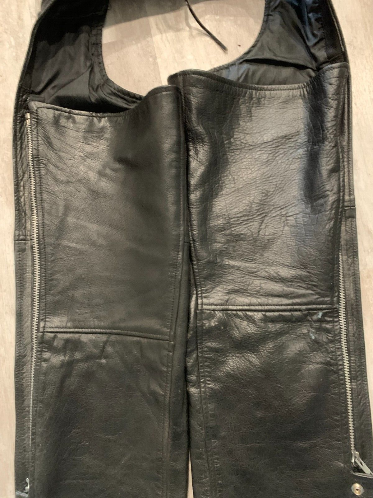 Biker’s Club Leather Chaps Motorcycle Riding Pants Black Biker Unisex XS