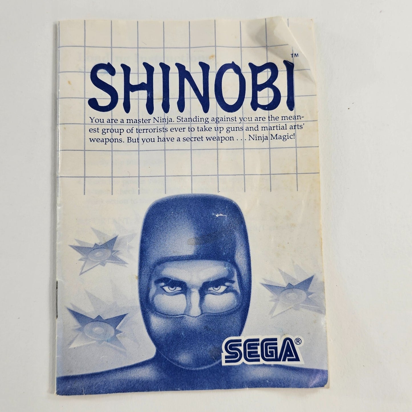 Shinobi (Sega Master System, 1988) Game Case Manual - Tested and Working