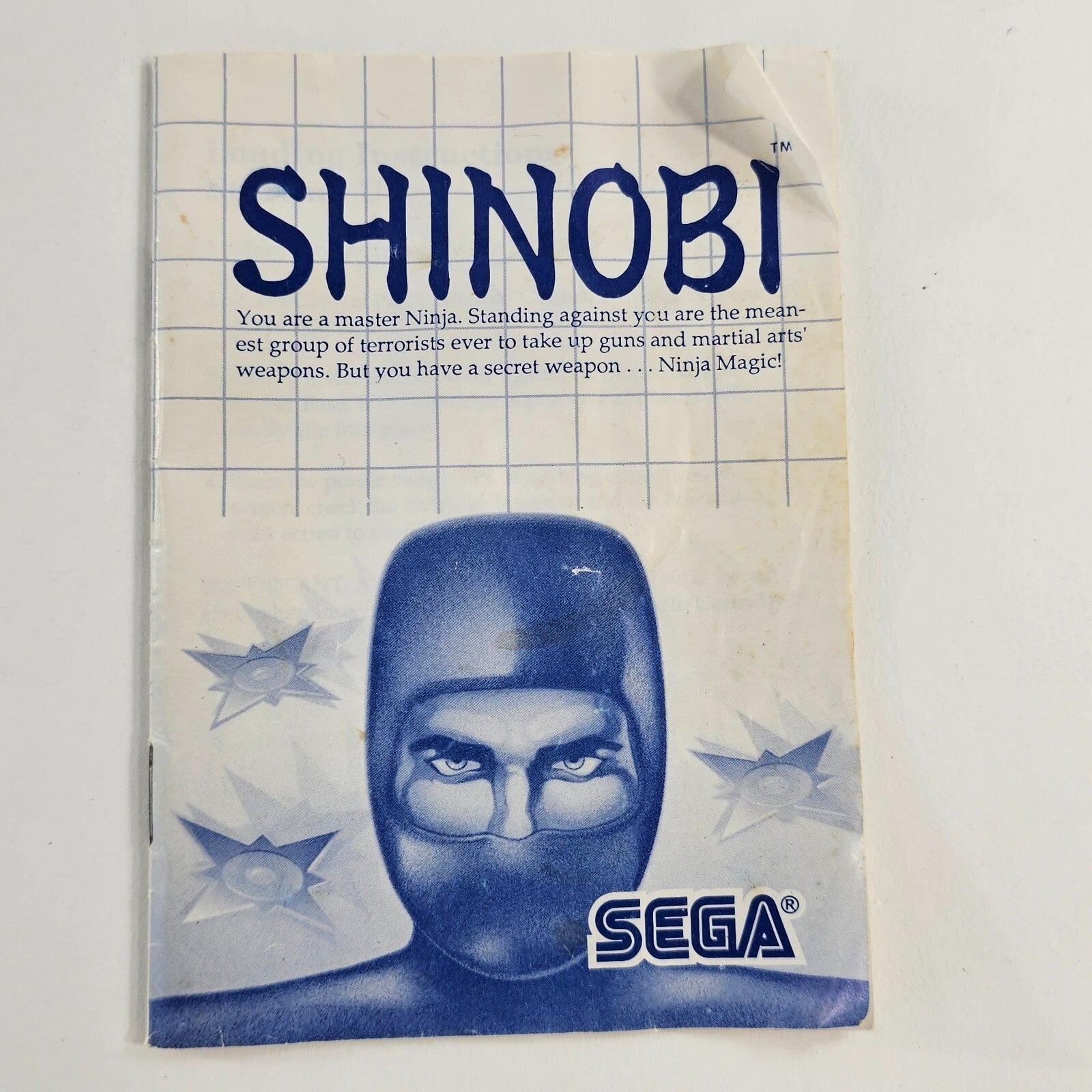 Shinobi (Sega Master System, 1988) Game Case Manual - Tested and Working