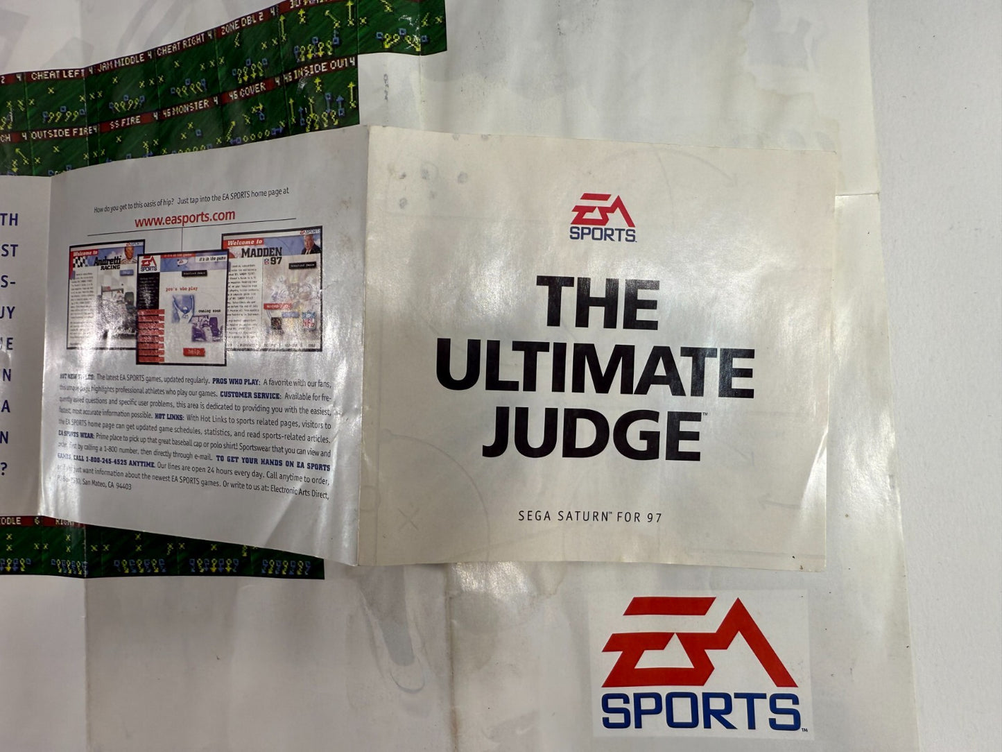 Madden NFL 97 (Sega Saturn, 1996) Game Case Manual Poster Insert - Tested