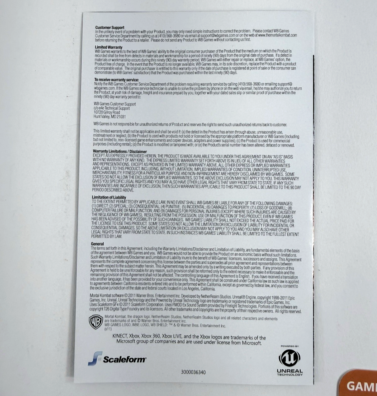 Mortal Kombat (Microsoft Xbox 360, 2010) Game Case Manual Inserts Code - Tested