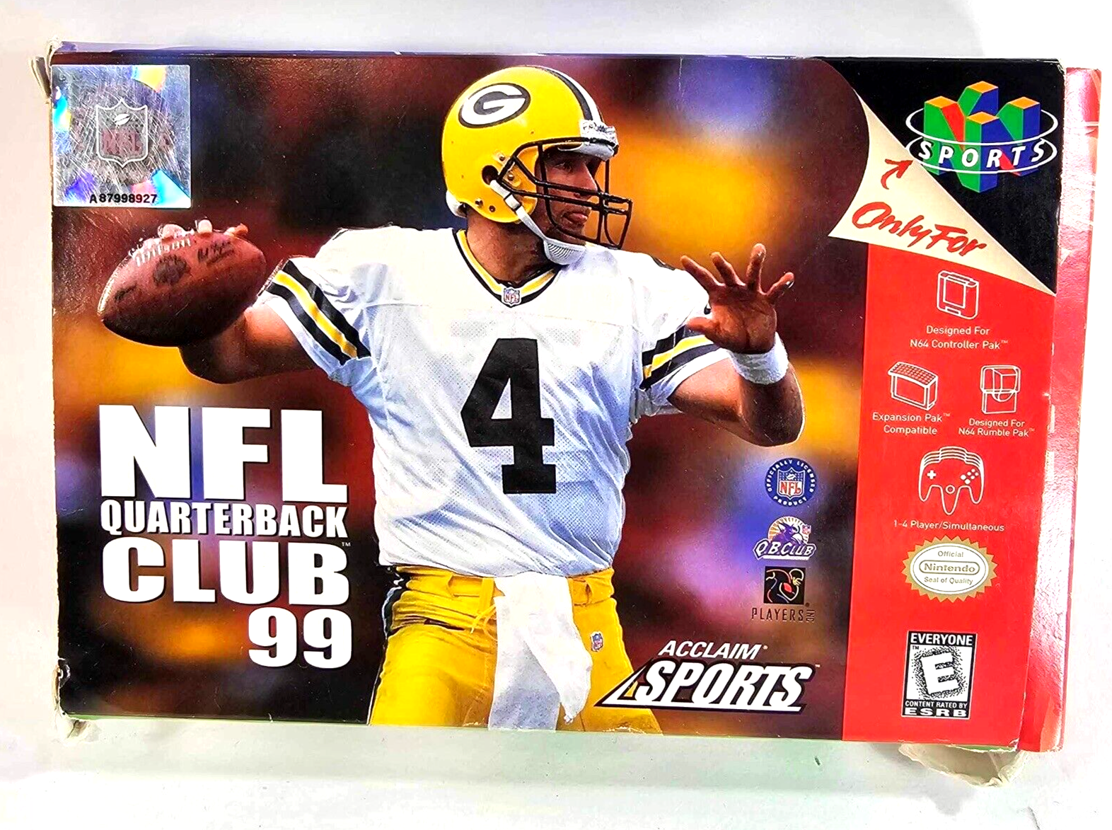 NFL Quarterback Club 99 (Nintendo 64, 2000) Game Box Poster Insert - Tested