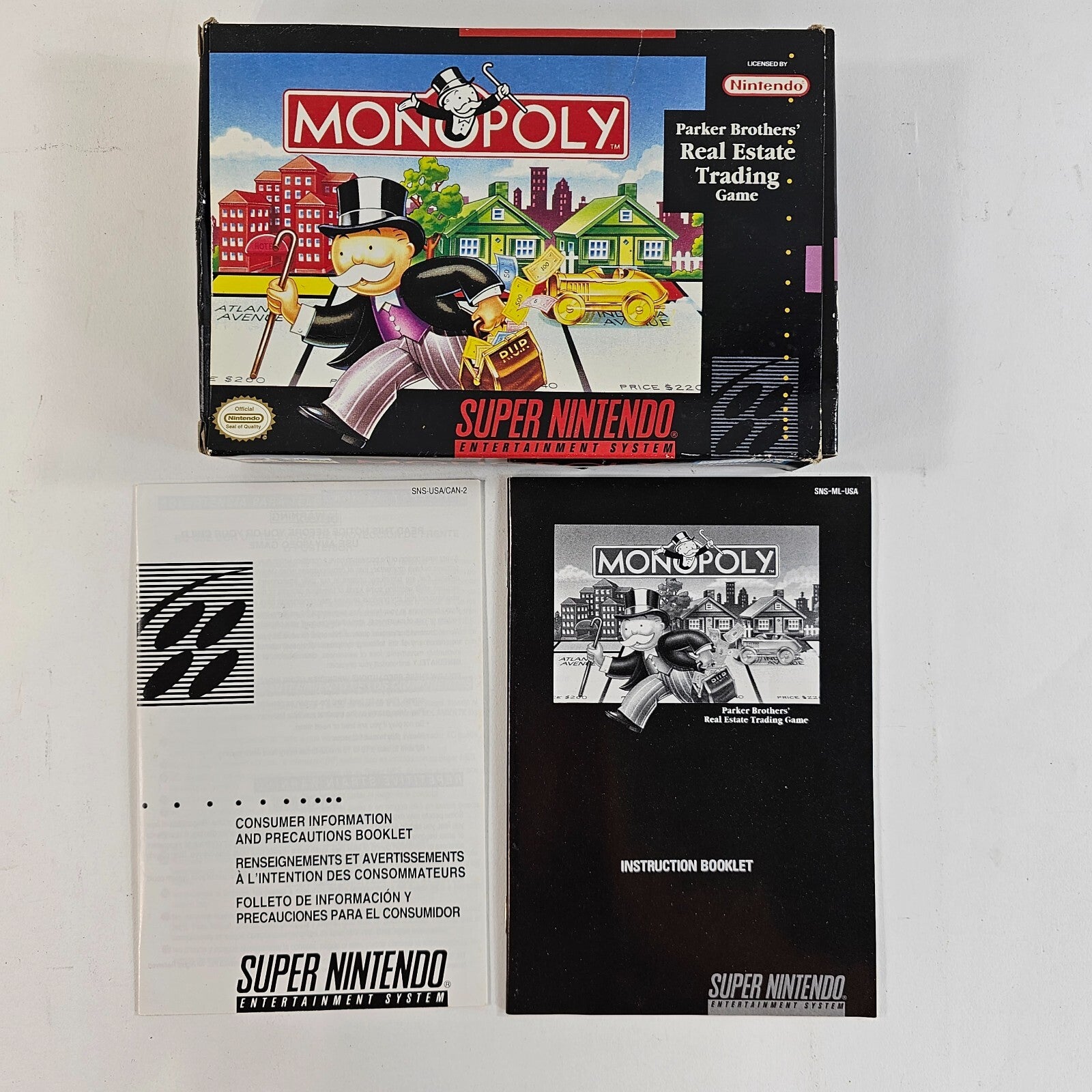 Monopoly (Super Nintendo | SNES, 1992) Box Manual and Insert