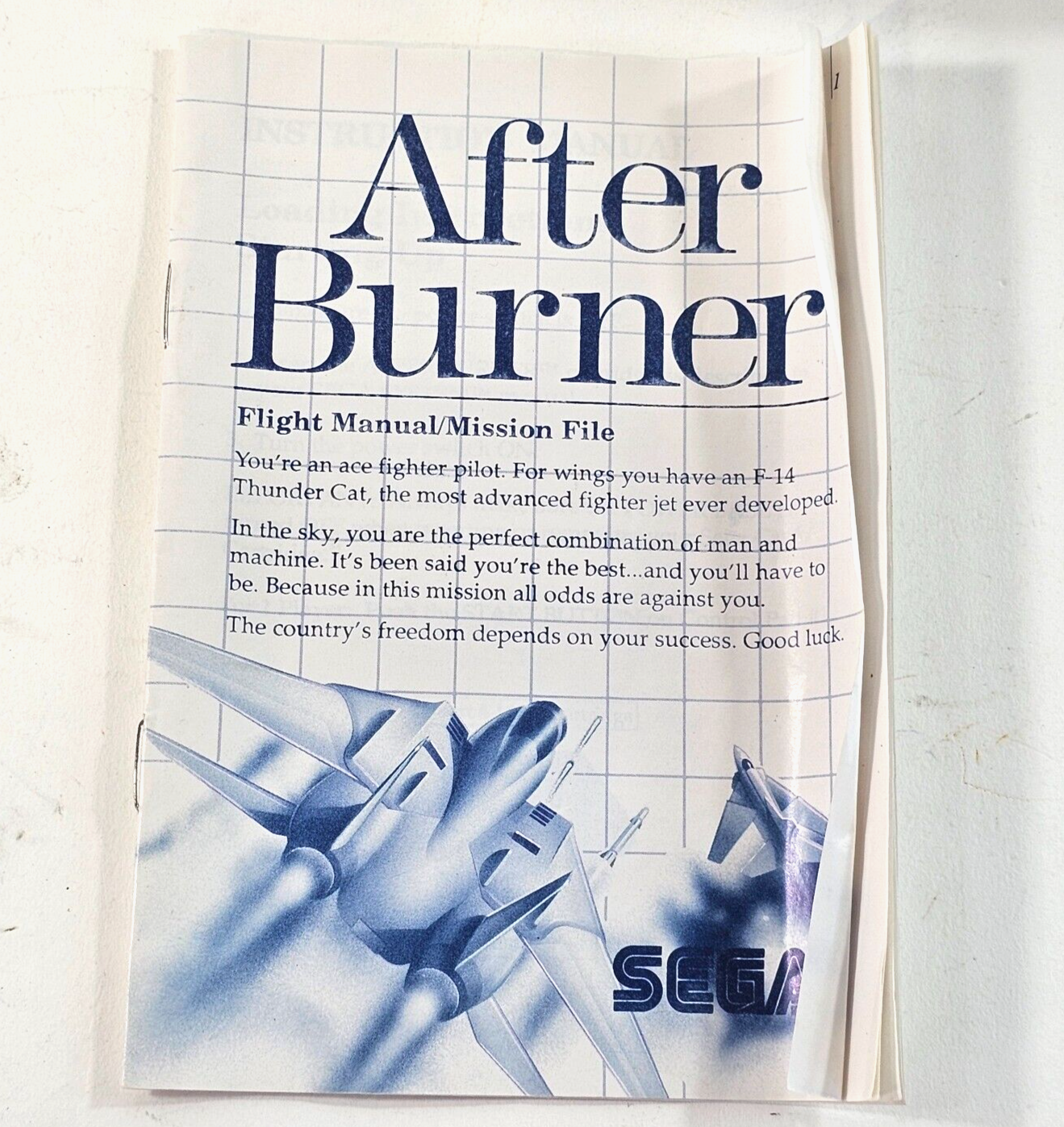 After Burner (Sega Master System, 1988) Game Case Manual Poster - Tested