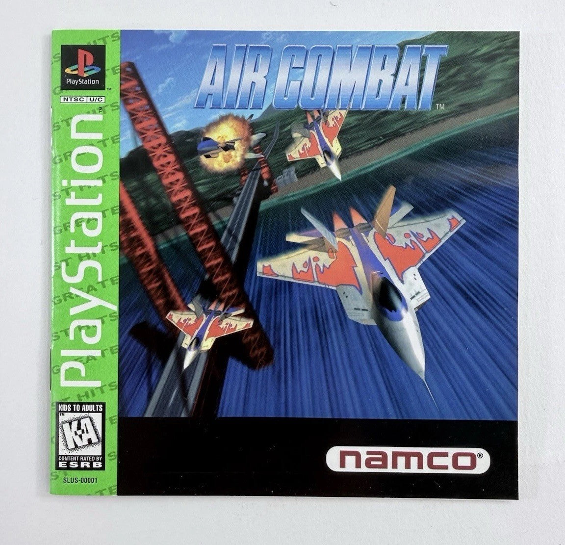 Air Combat (Sony PlayStation 1, 1995) Game Case Manual Registration - Tested