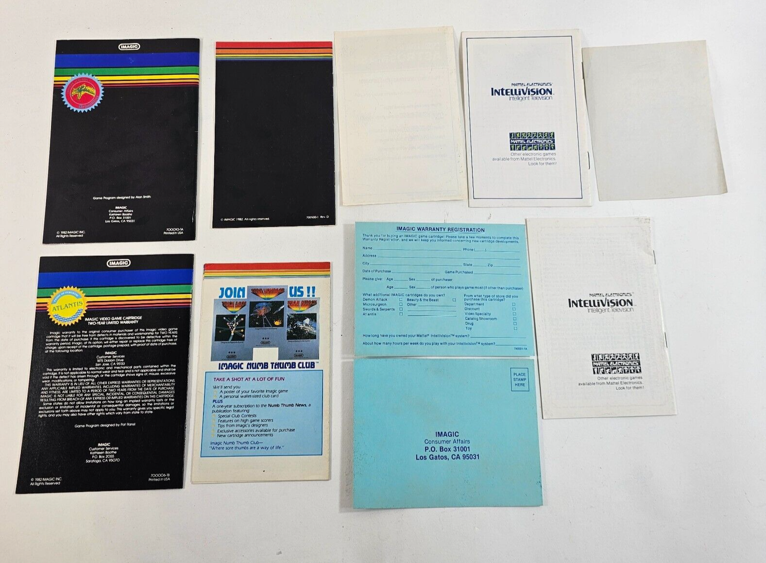 Mattel Intellivision Imagic Manuals and Inserts - Dragonfire, Atlantis, and more
