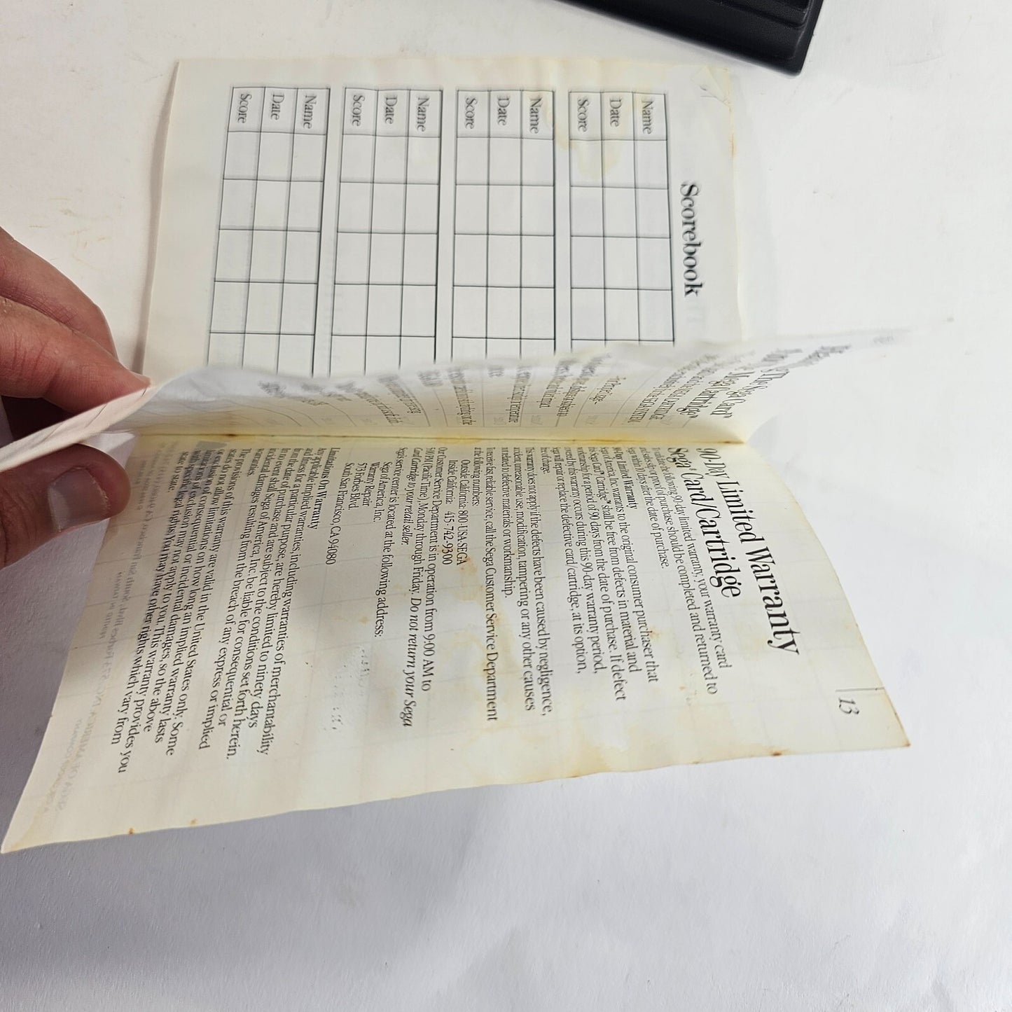 Hang On & Safari Hunt (Sega Master System, 1986) Game Case Manual - Tested