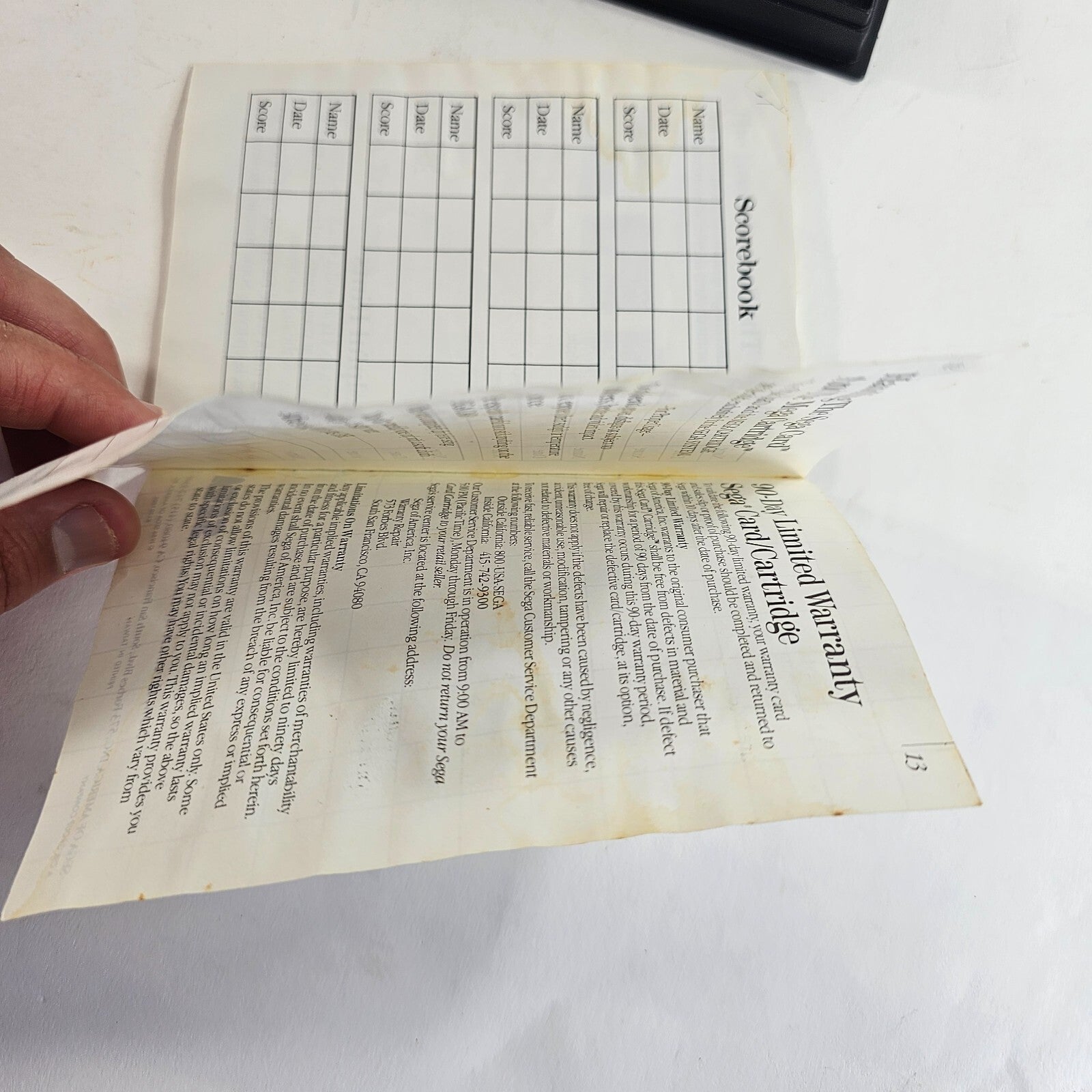 Hang On & Safari Hunt (Sega Master System, 1986) Game Case Manual - Tested