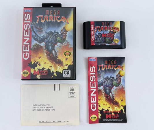 Mega Turrican (Sega Genesis, 1994) Game Case Manual Registration - Tested