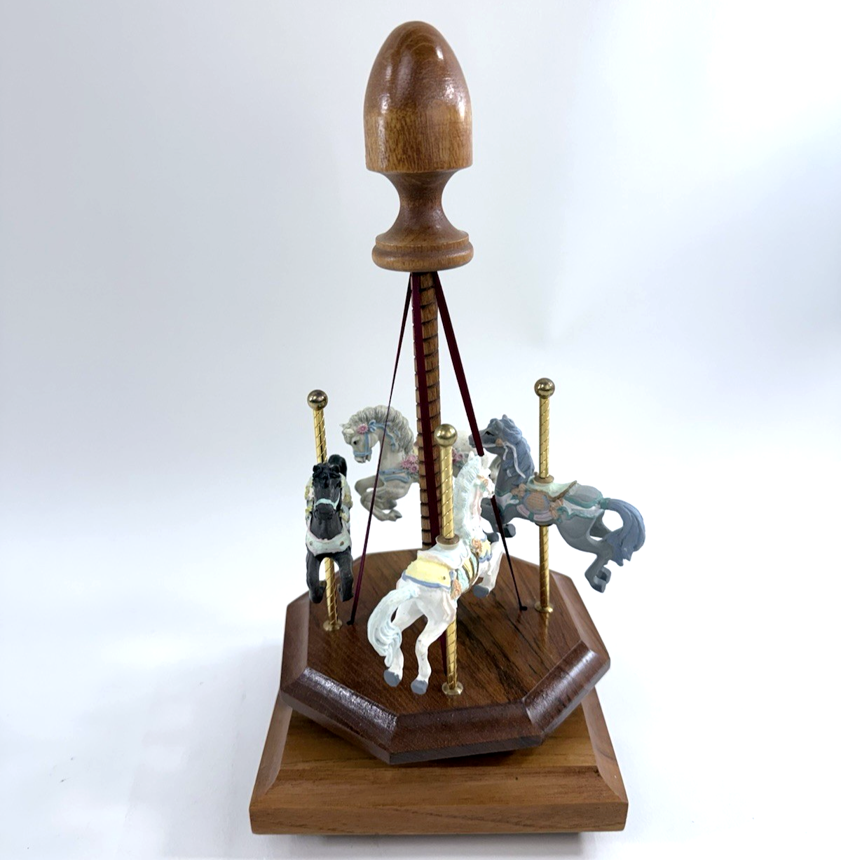 Generations Wooden Base Musical Four-Horse Carousel - Made In USA - Tested