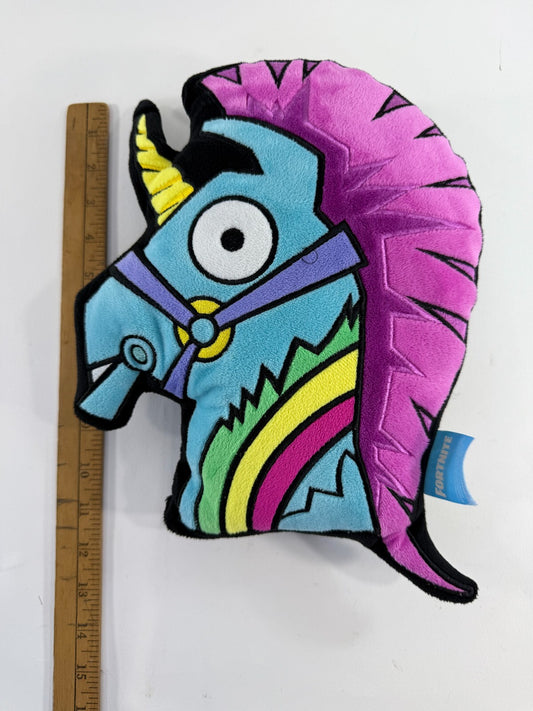 Fortnite 2019 Epic Games 12" Rainbow Unicorn Head Throw Pillow
