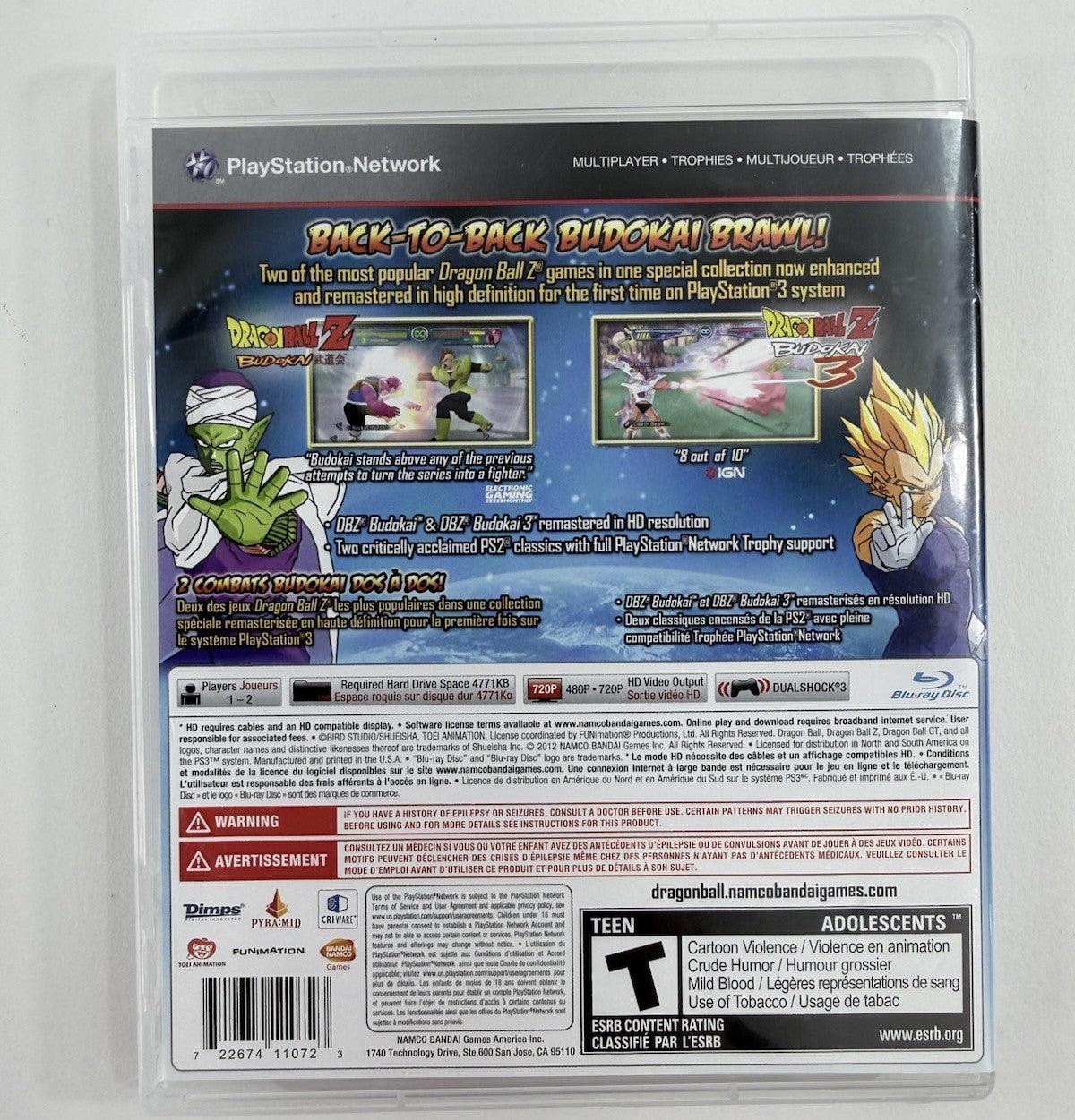 Dragon Ball Z: Budokai HD Collection (Sony PlayStation 3, 2012) Game Case Manual