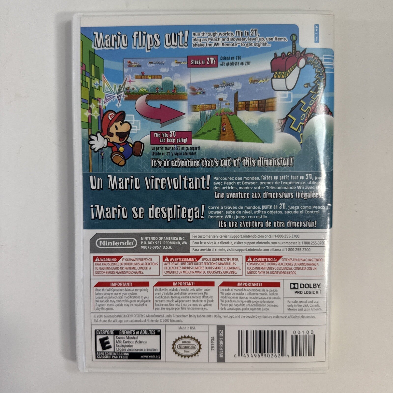 Super Paper Mario (Nintendo Wii, 2007) Game Case Manual Inserts - Tested