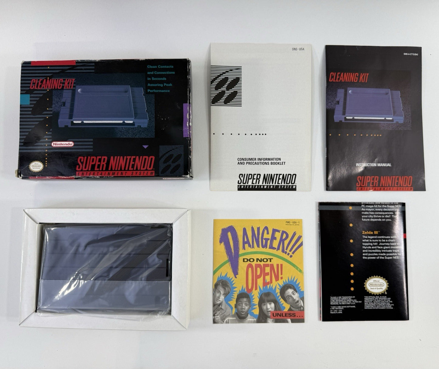 Cleaning Kit For Super Nintendo Entertainment System with Box, Manual, Inserts
