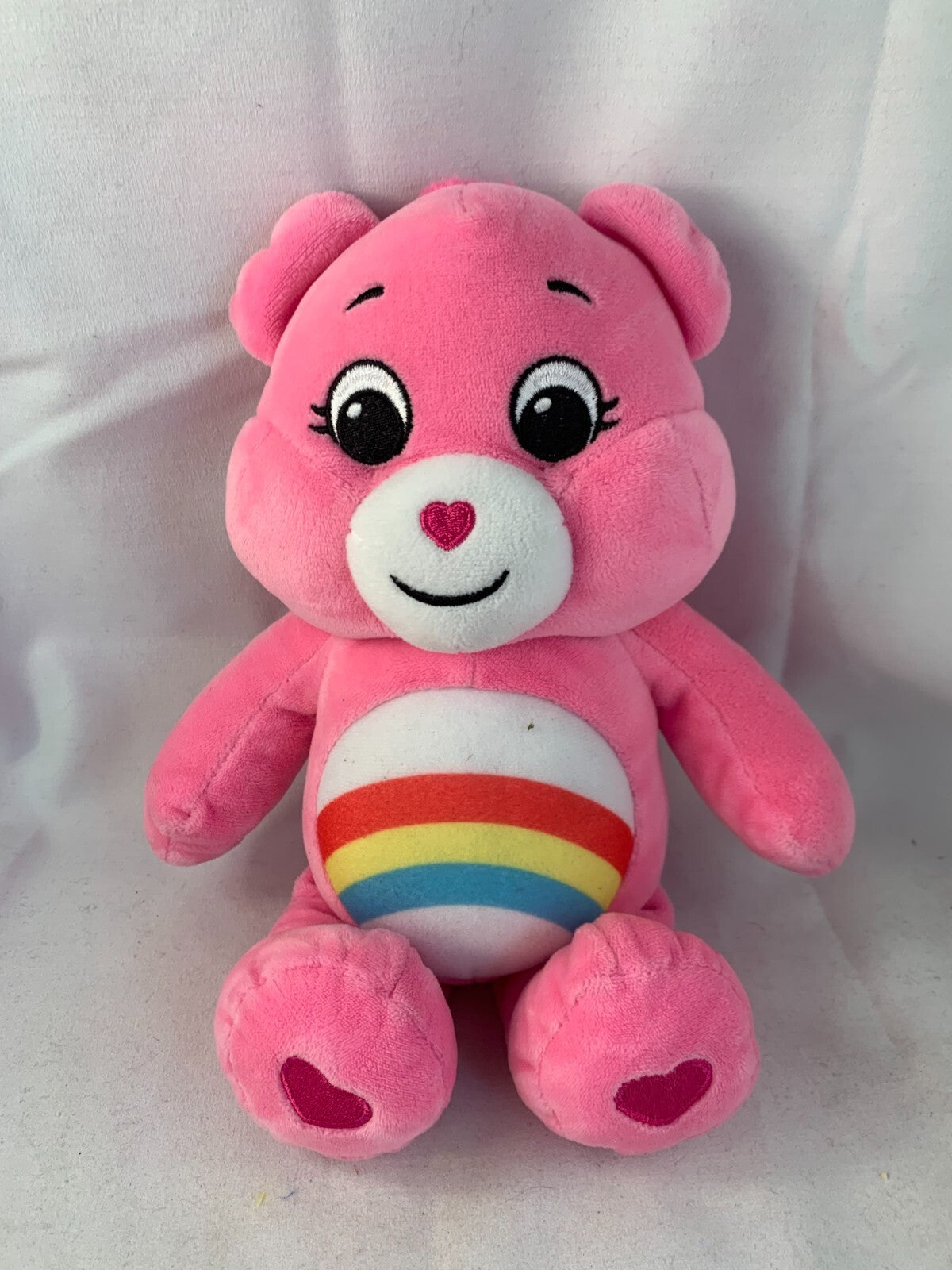 CARE BEAR CHEER BEAR, 10" PINK PLUSH, RAINBOW BELLY BADGE