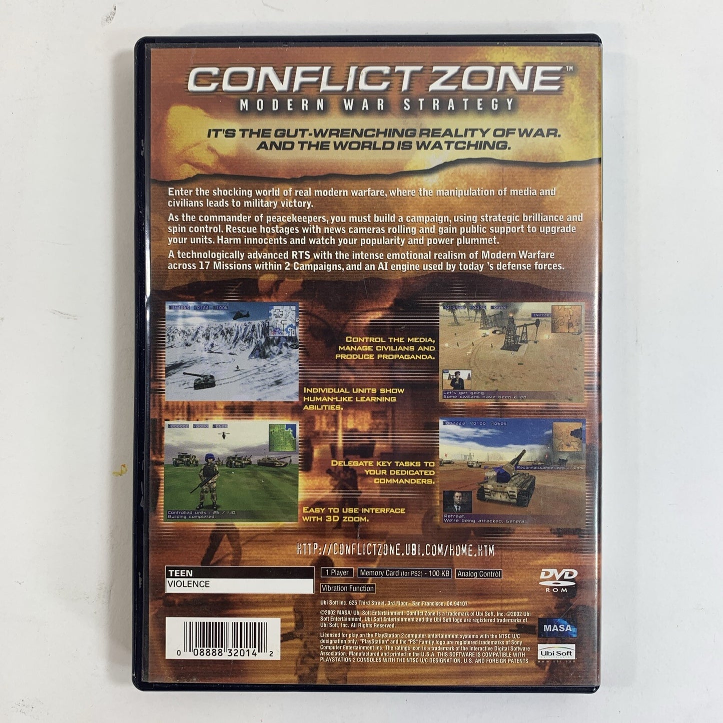Conflict Zone (Sony PlayStation 2, 2002) Game Case Manual Registration - Tested