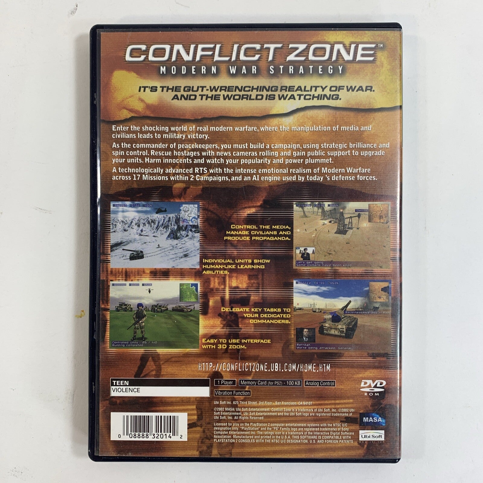 Conflict Zone (Sony PlayStation 2, 2002) Game Case Manual Registration - Tested